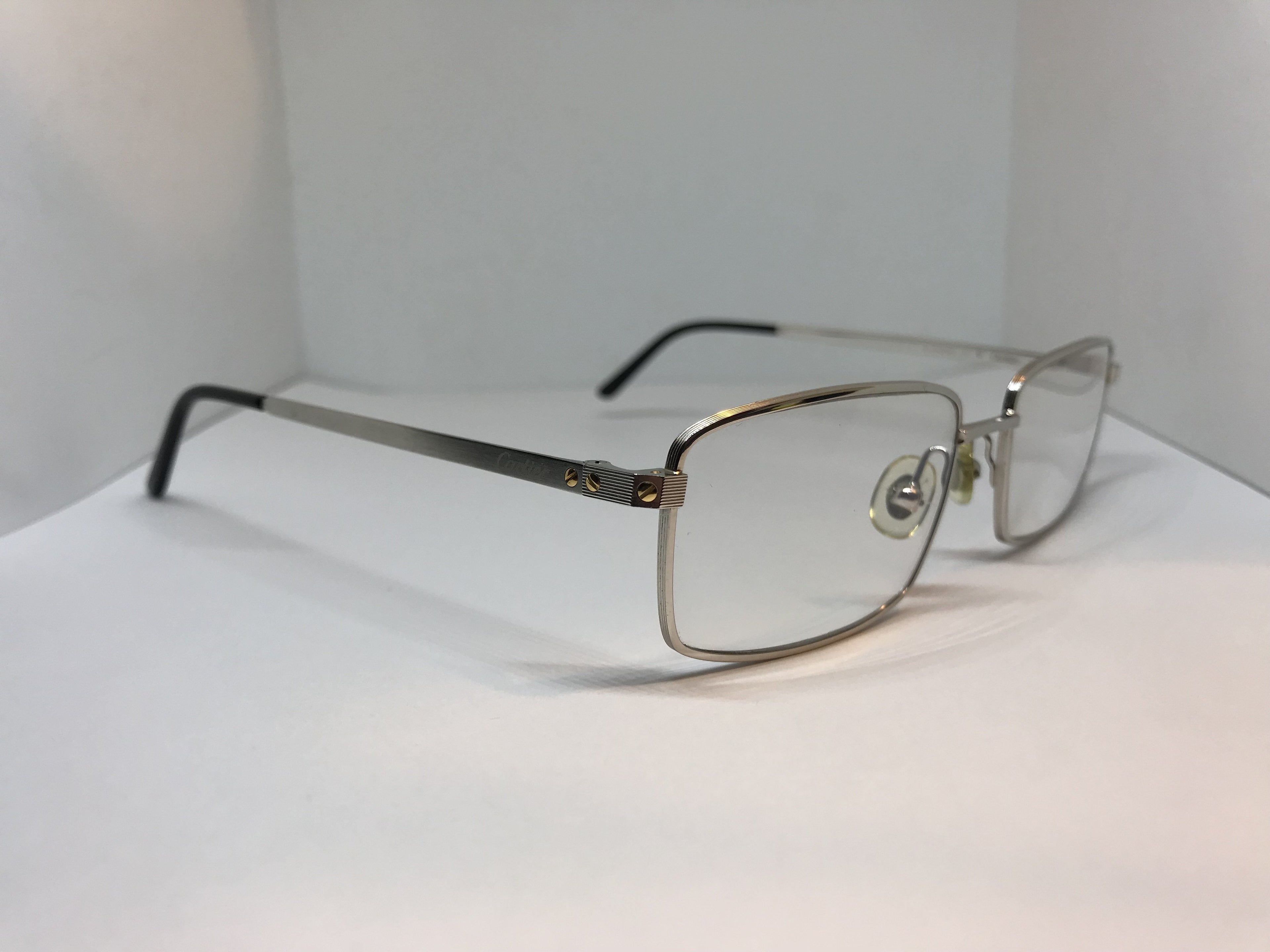 Cartier Santos Platinum Gold Vintage Sunglasses Glasses Eyeglasses Frame - Braglia
