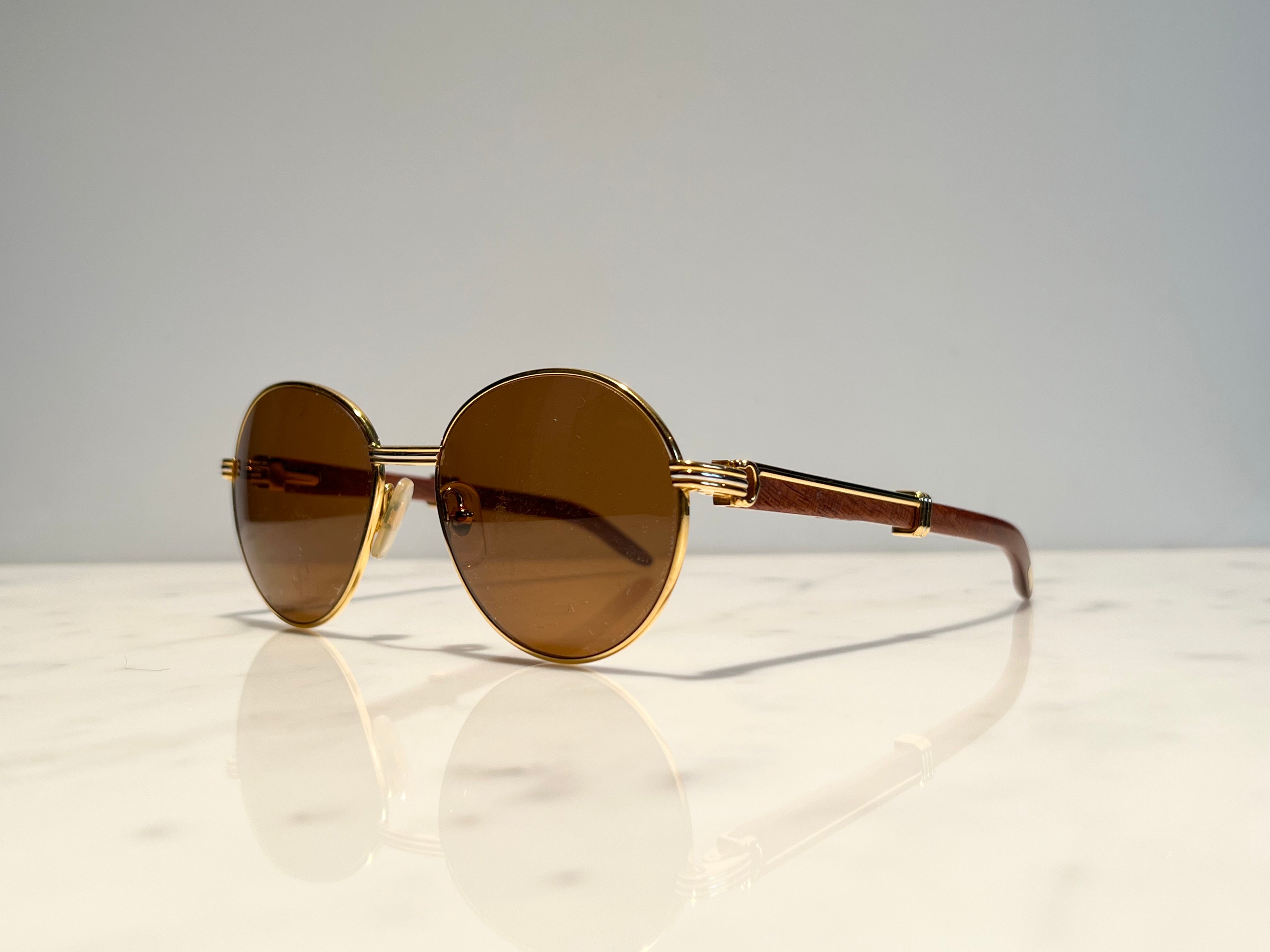 Cartier Bagatelle Platinum Gold C’decor Frames Sunglasses Glasses Wood vintage