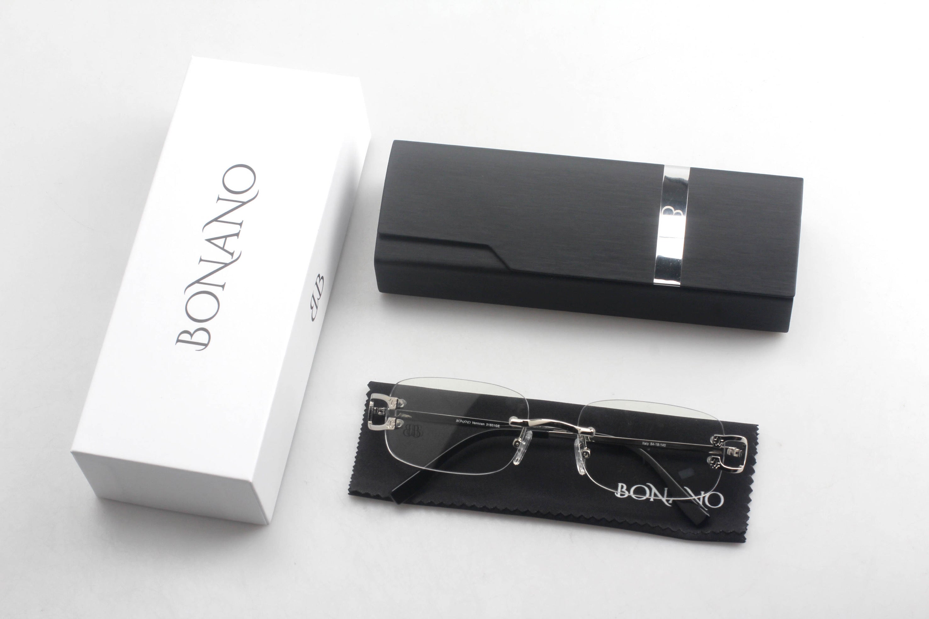 Bonano Venician White Gold Rimless Eyeglasses Frame