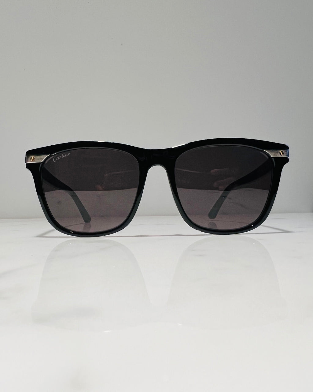 Cartier Santos Square Vintage Glasses Sunglasses Frames Horn Woods Platinum