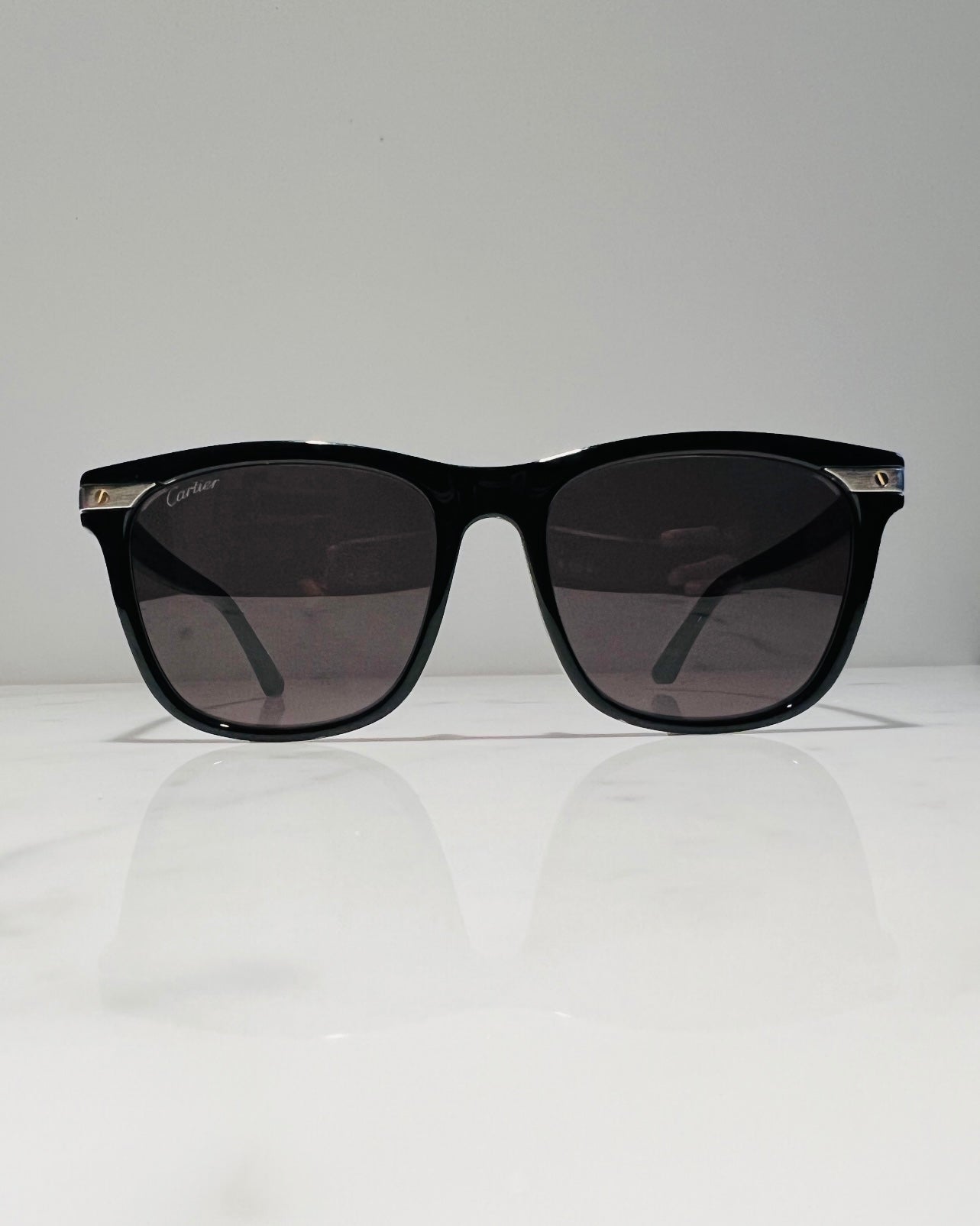 Cartier Santos Square Vintage Glasses Sunglasses Frames Horn Woods Platinum