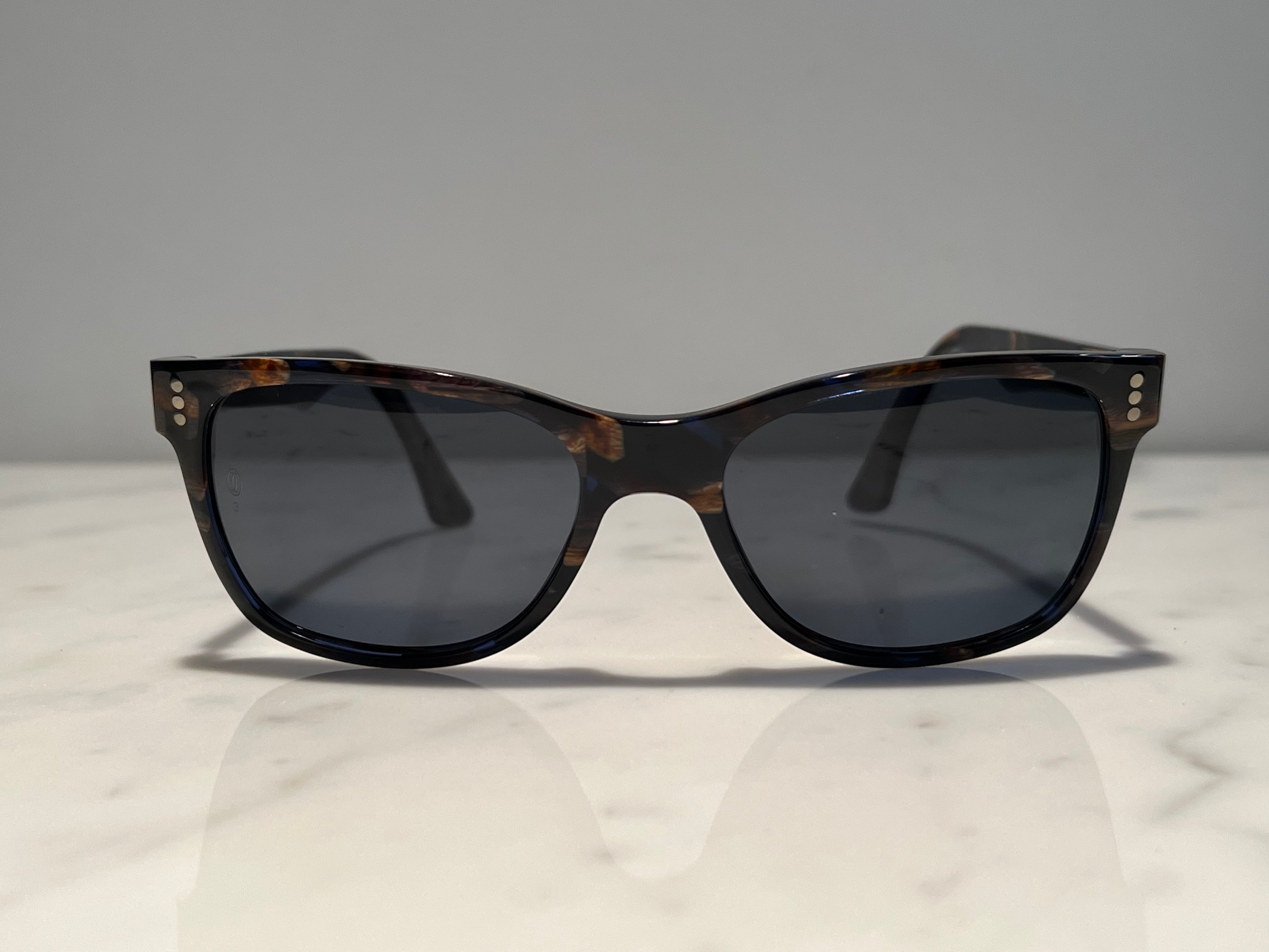 Cartier Duke Square Vintage Glasses Sunglasses Frames Horn Woods Platinum