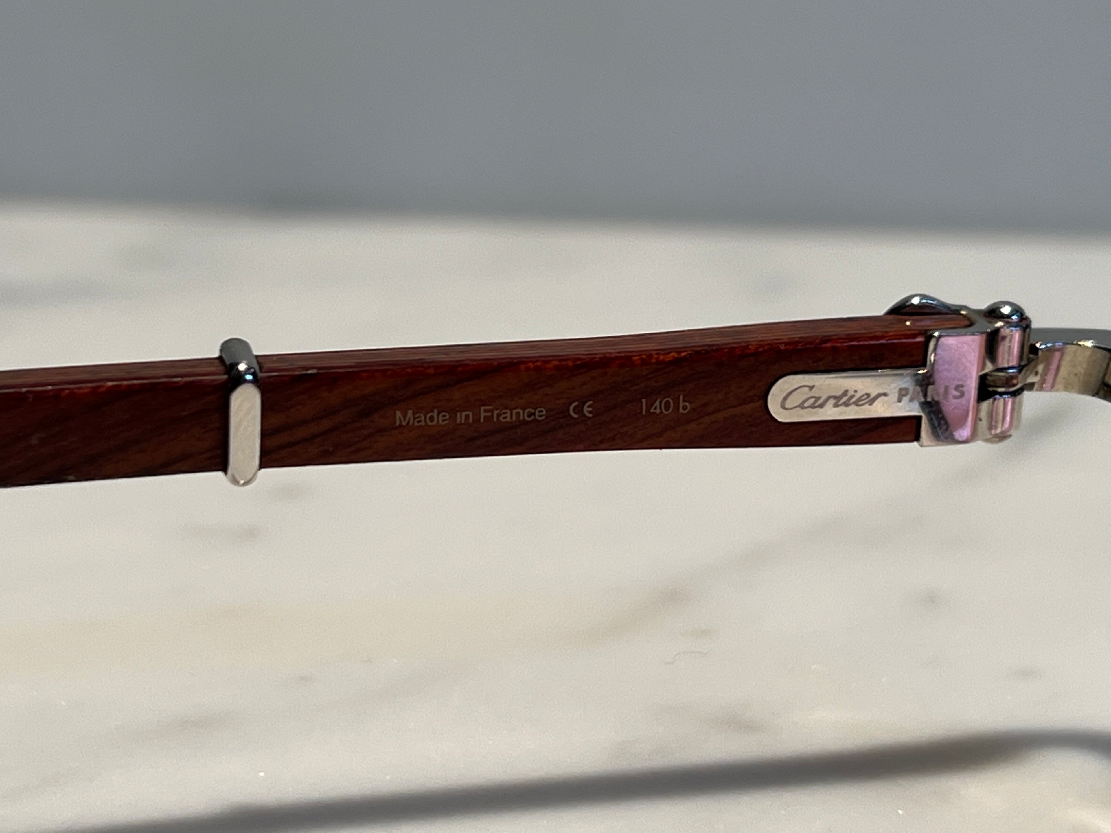 Cartier Camarat Platinum Gold C’decor Frames Sunglasses Glasses Wood vintage