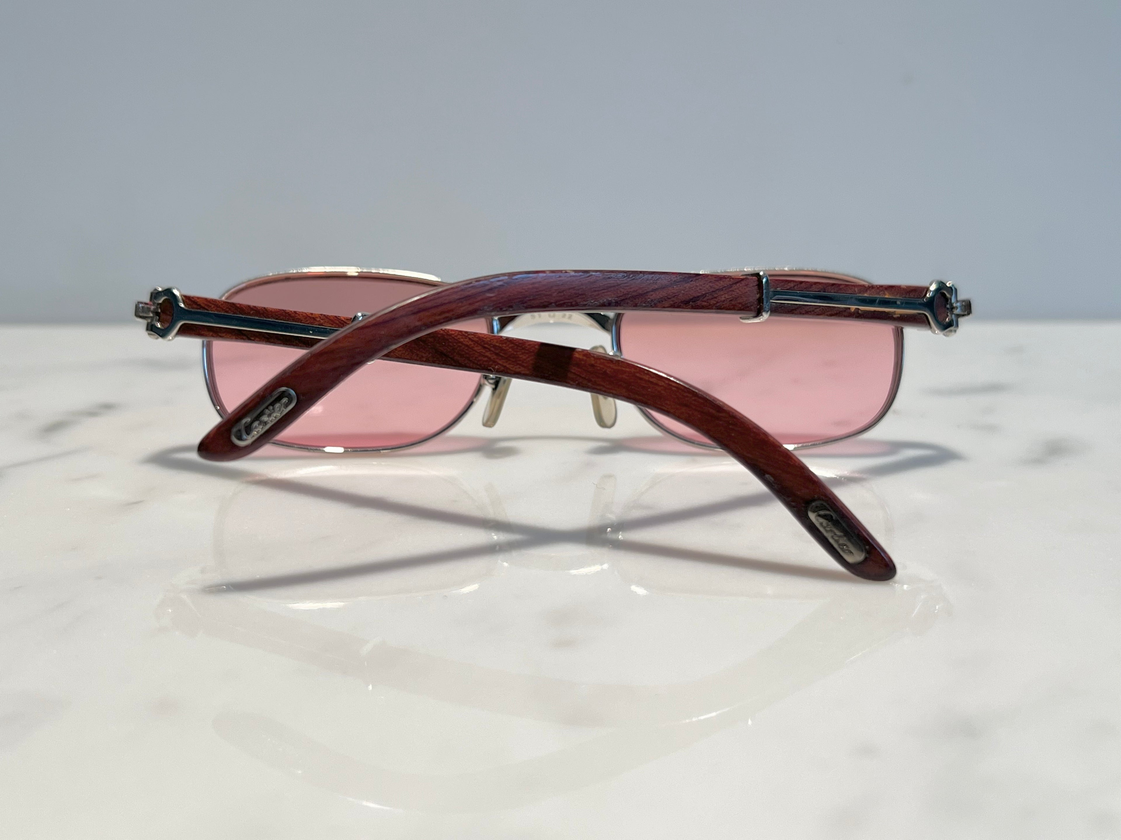 Cartier Camarat Platinum Gold C’decor Frames Sunglasses Glasses Wood vintage