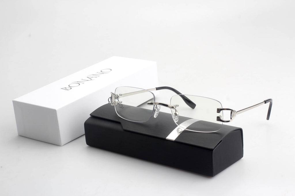 Bonano Venician White Gold Rimless Eyeglasses Frame