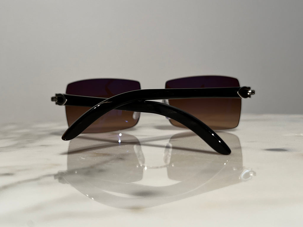 Cartier Buffalo Horn Platinum Frames Sunglasses Glasses