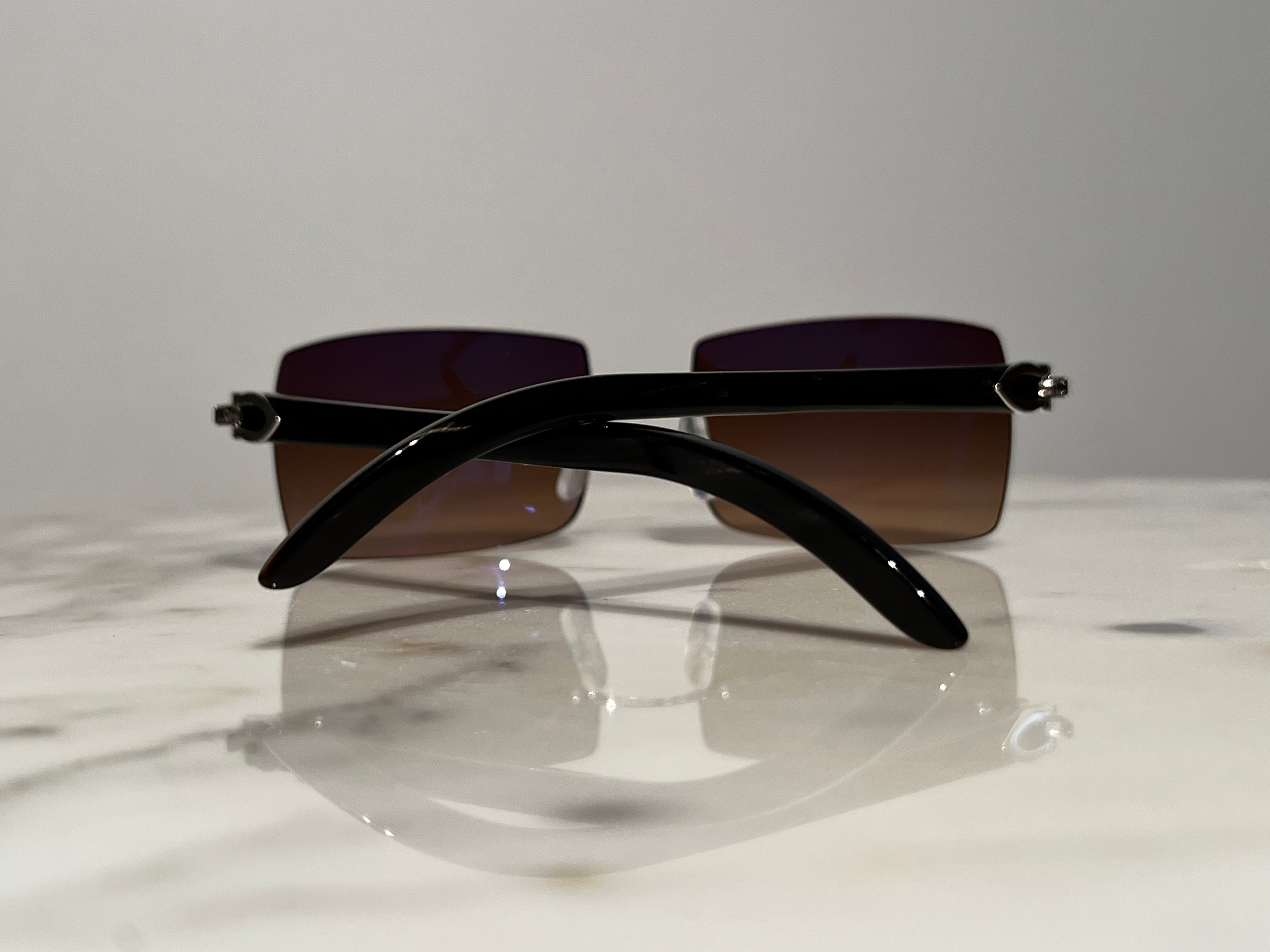 Cartier Buffalo Horn Platinum Frames Sunglasses Glasses