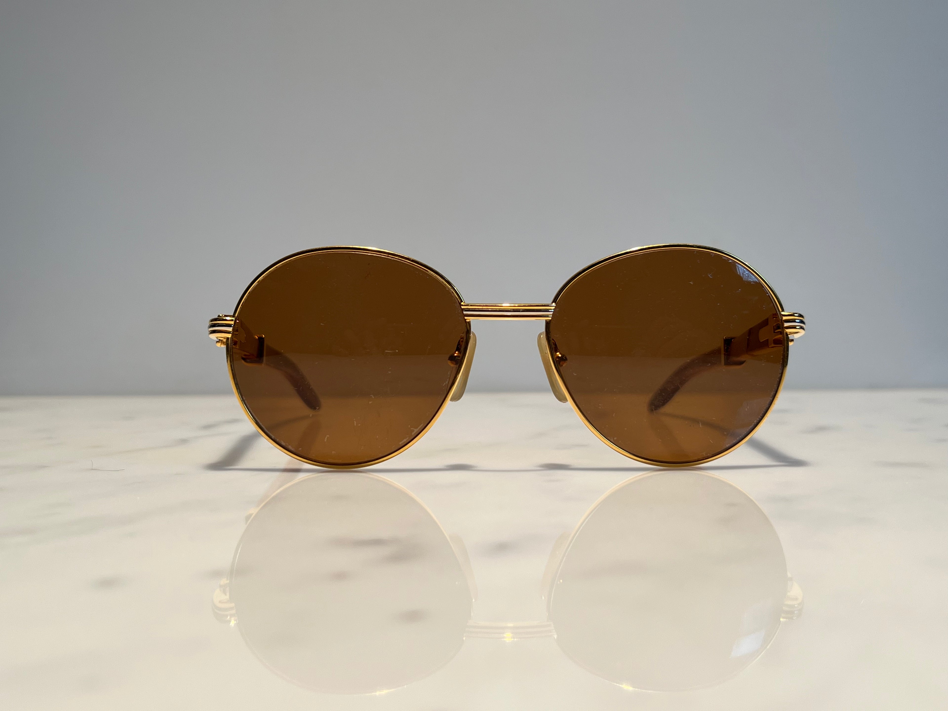 Cartier Bagatelle Platinum Gold C’decor Frames Sunglasses Glasses Wood vintage