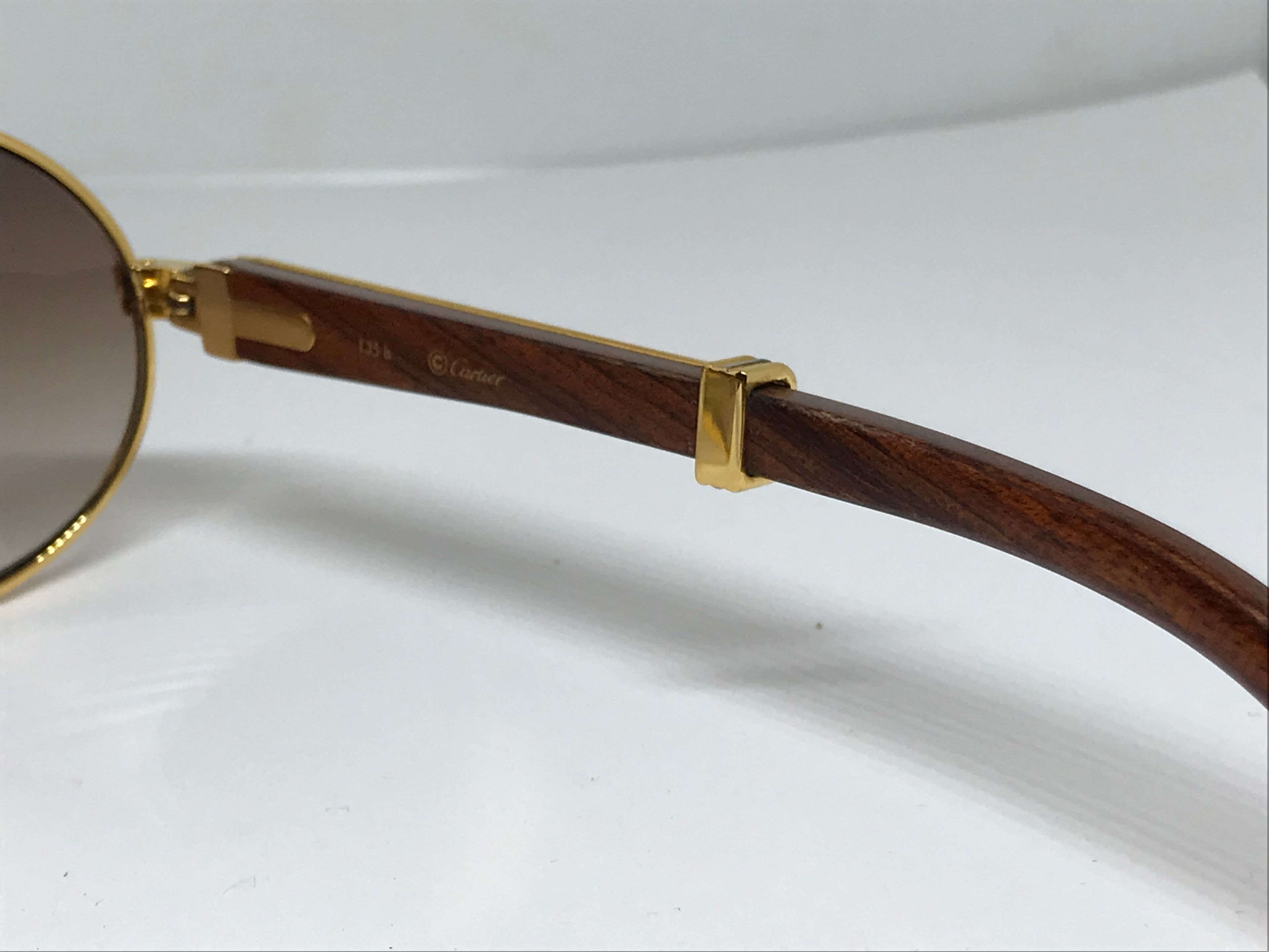 Cartier Giverny Wood Gold 22k Sunglasses Glasses - Braglia