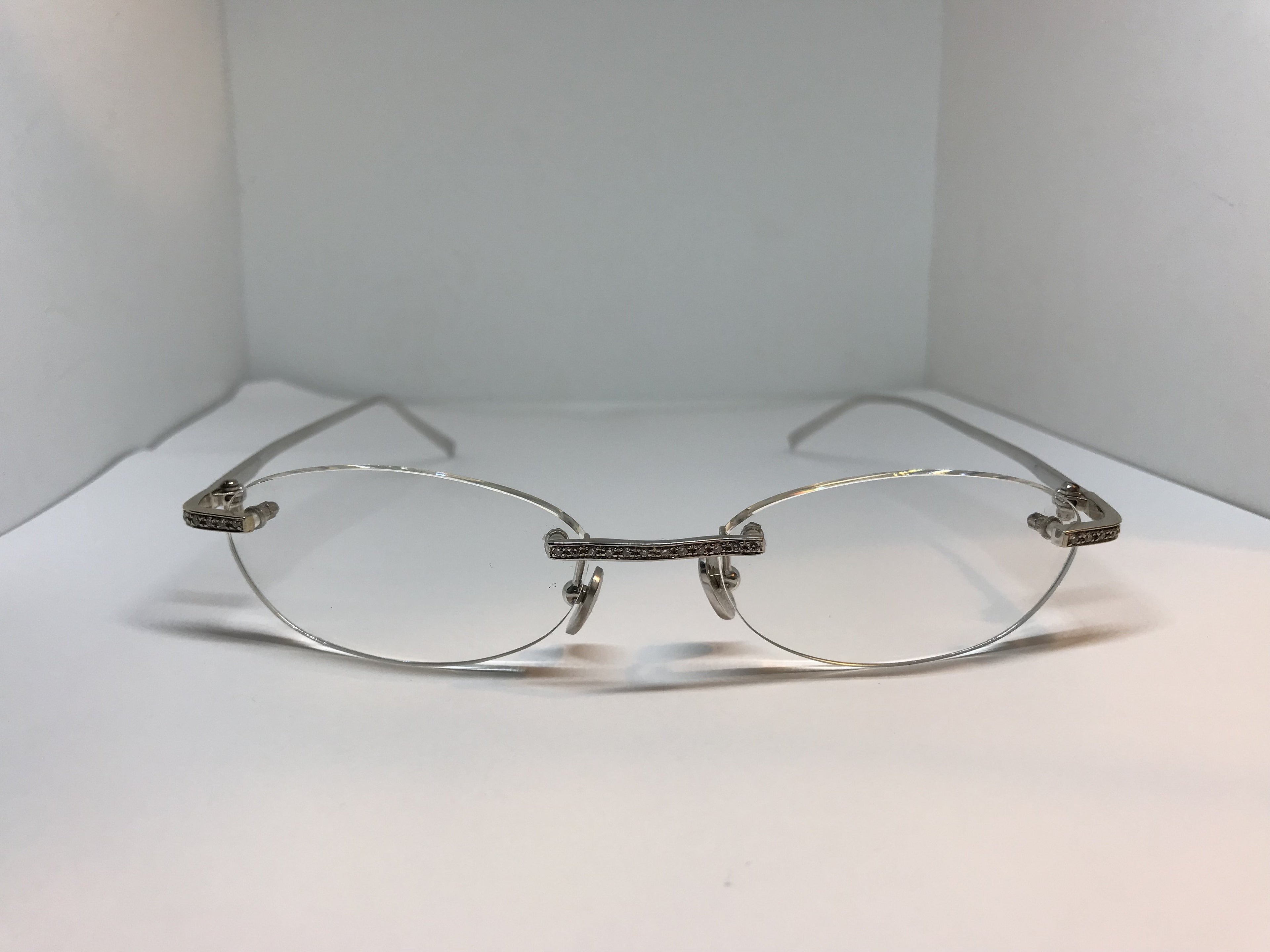 David Eden Solid 14k white gold eyeglasses sunglasses frame - Braglia
