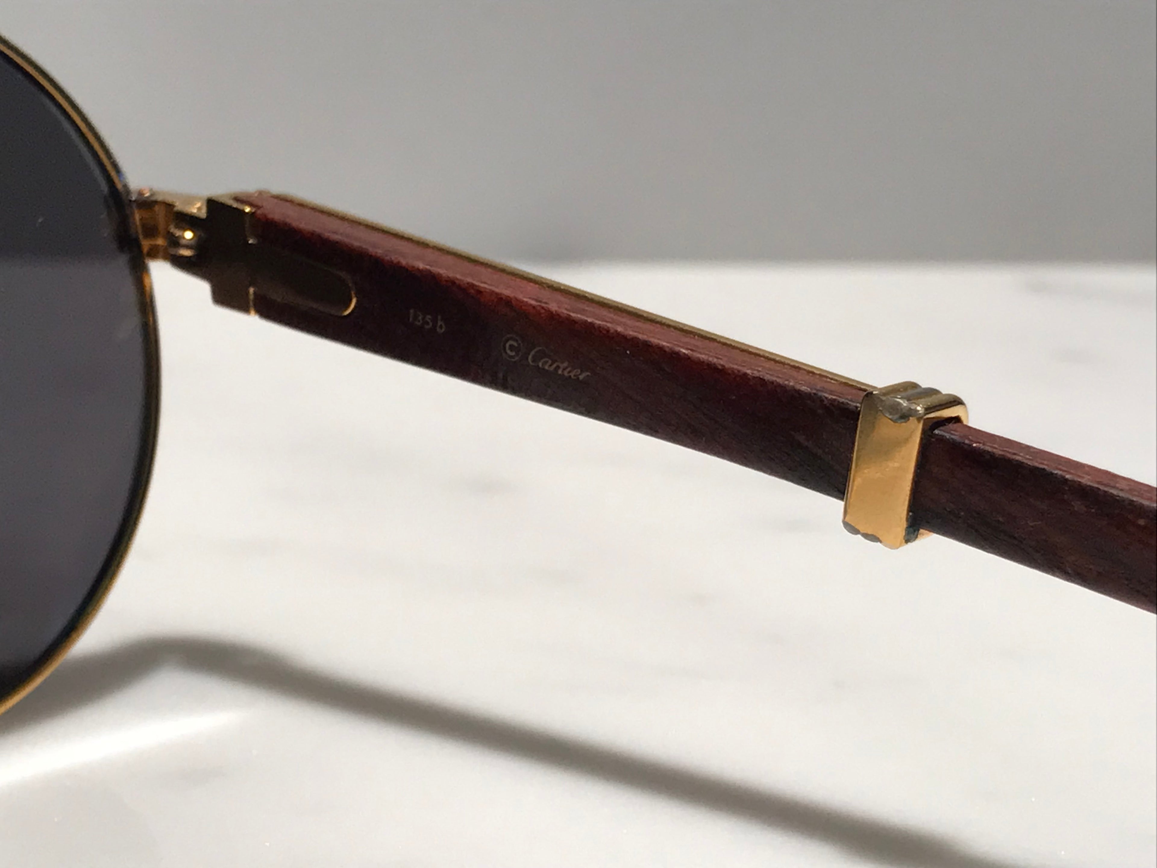 Cartier Bagatelle Gold Wood Sunglasses