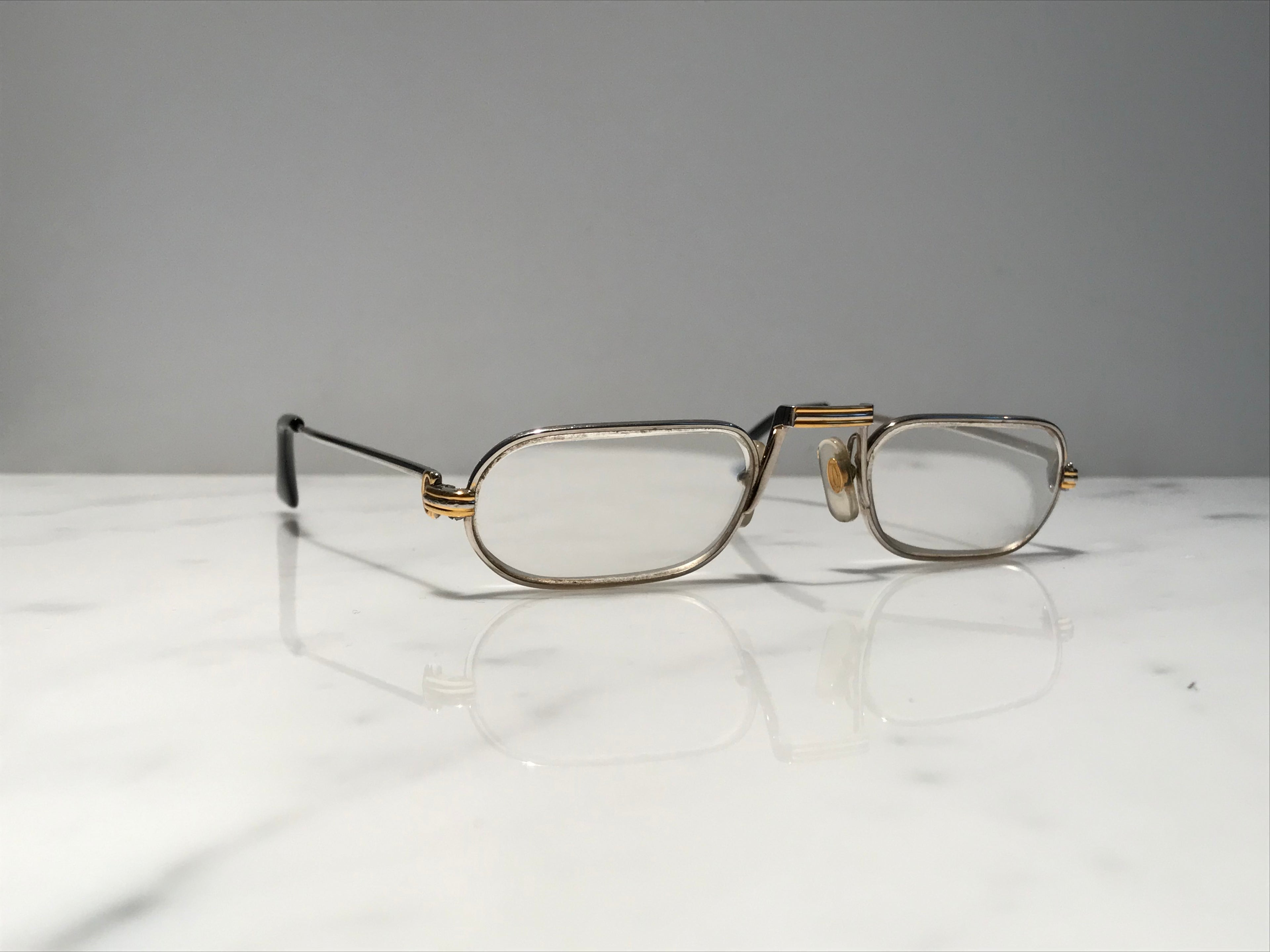 Cartier Demi Lune Vintage C Decor Platinum Sunglasses Glasses Eyeglasses Frame