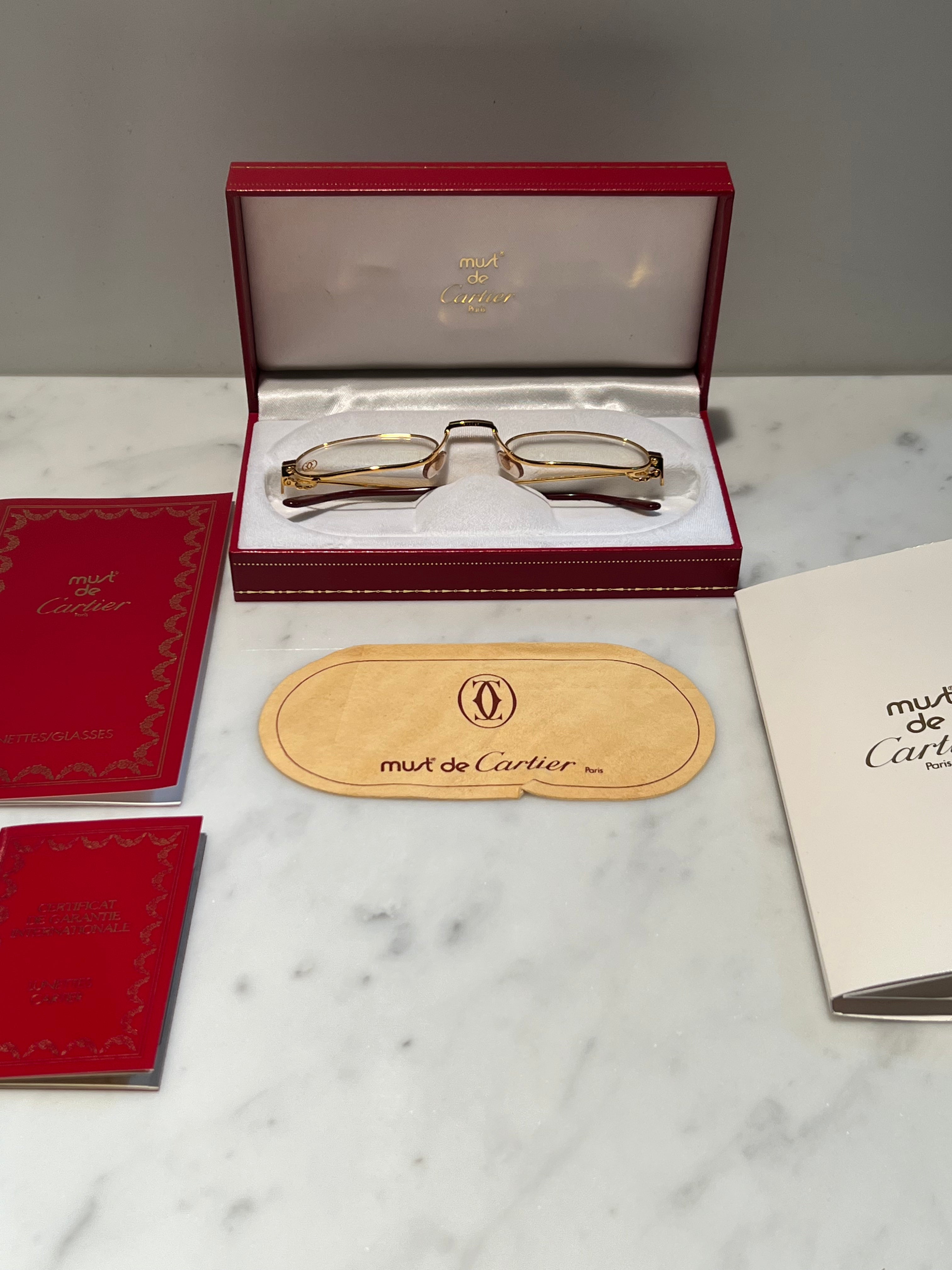 Cartier Demi Lune Vintage C Decor Gold Sunglasses Glasses Eyeglasses Frames