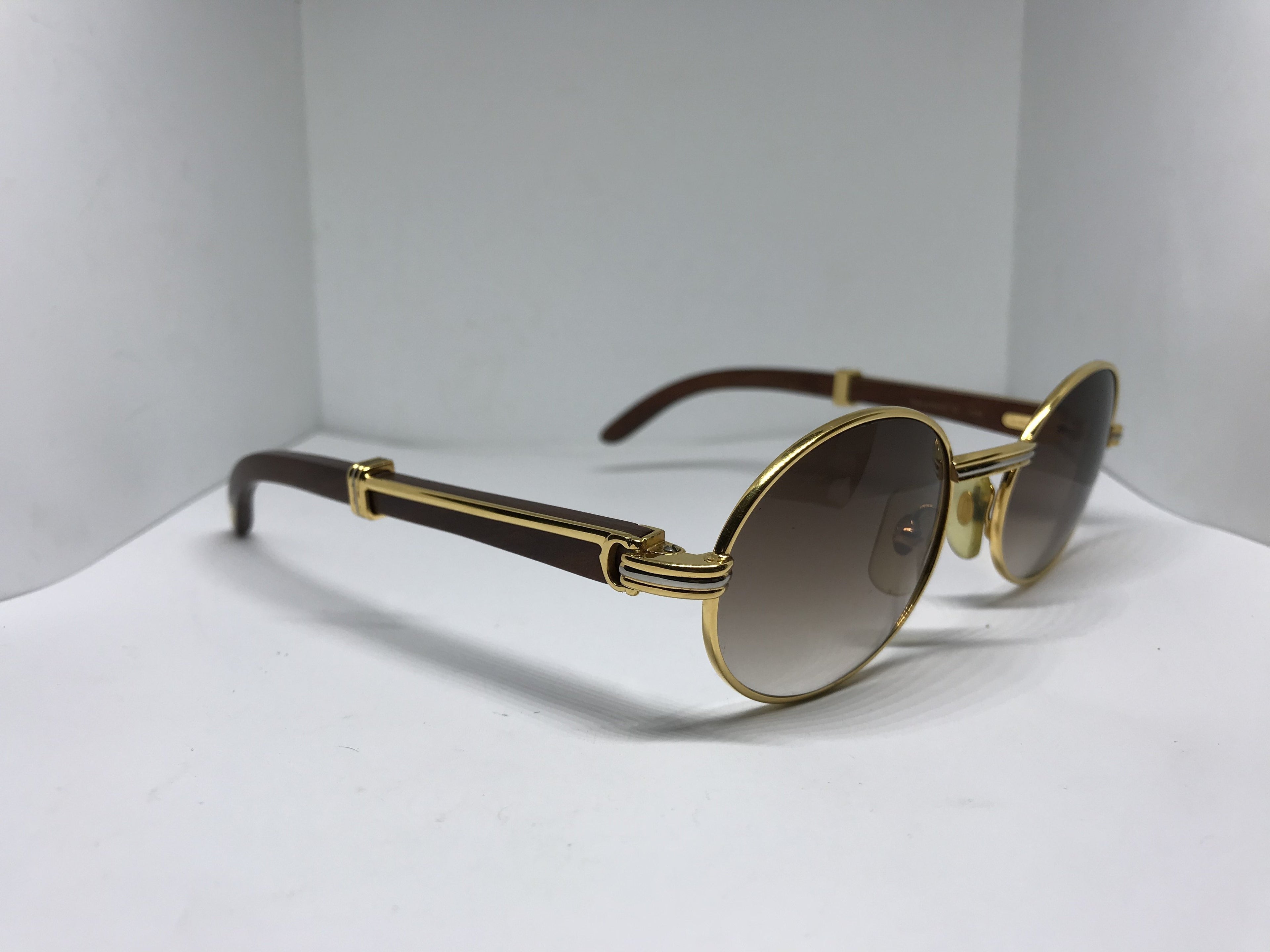Cartier Giverny Wood Gold 22k Sunglasses Glasses - Braglia