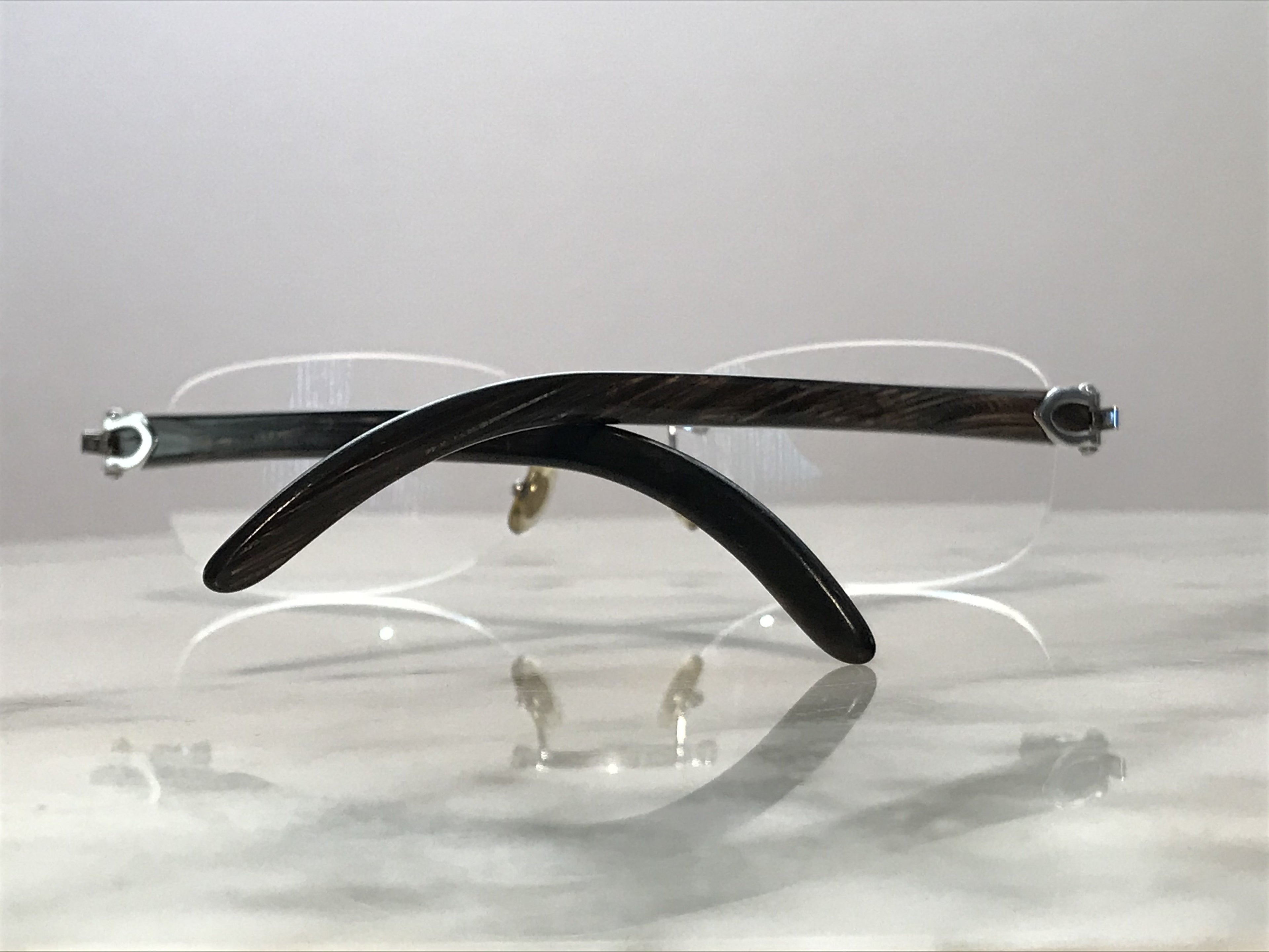 Cartier Platinum Buffalo Horn Rimless Glasses Sunglasses - Braglia