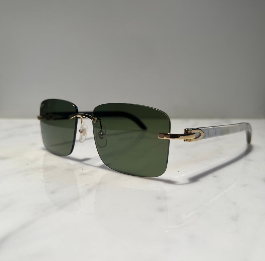 Cartier Rimless White Buffalo Horn 18k Gold  Glasses Sunglasses Eyeglasses Buffs
