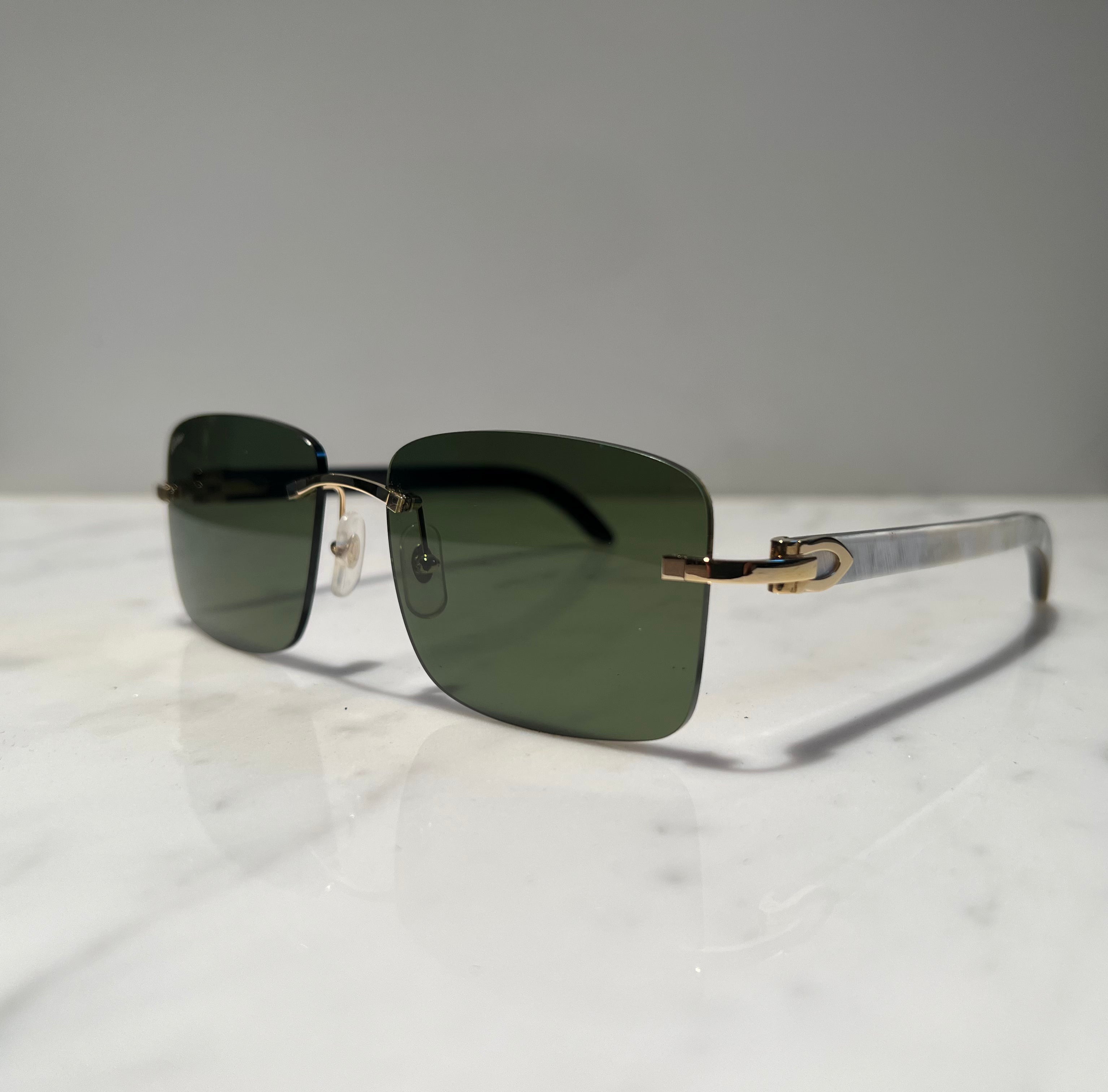 Cartier Rimless White Buffalo Horn 18k Gold  Glasses Sunglasses Eyeglasses Buffs