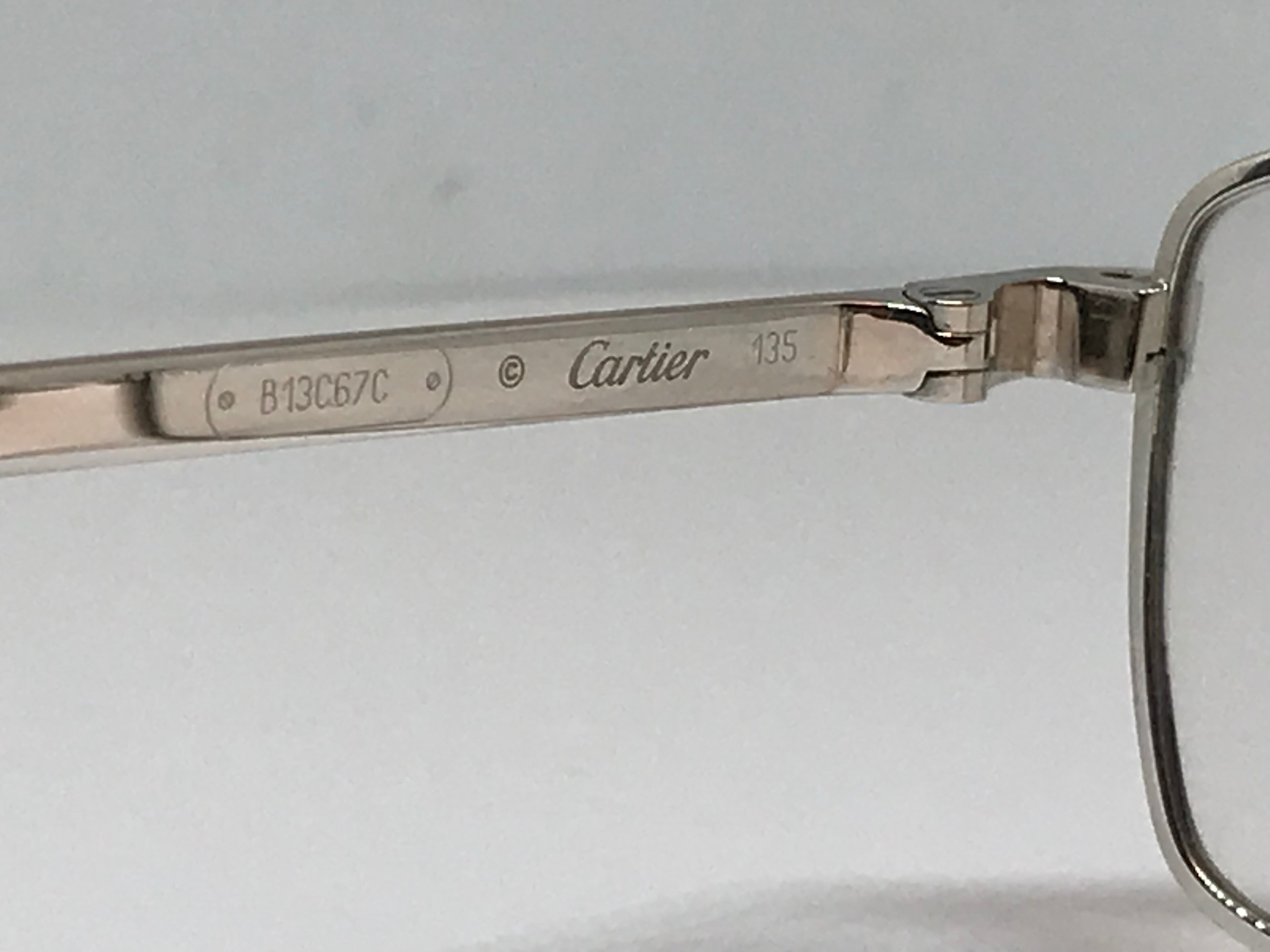 Cartier Santos Platinum Gold Vintage Sunglasses Glasses Eyeglasses Frame - Braglia