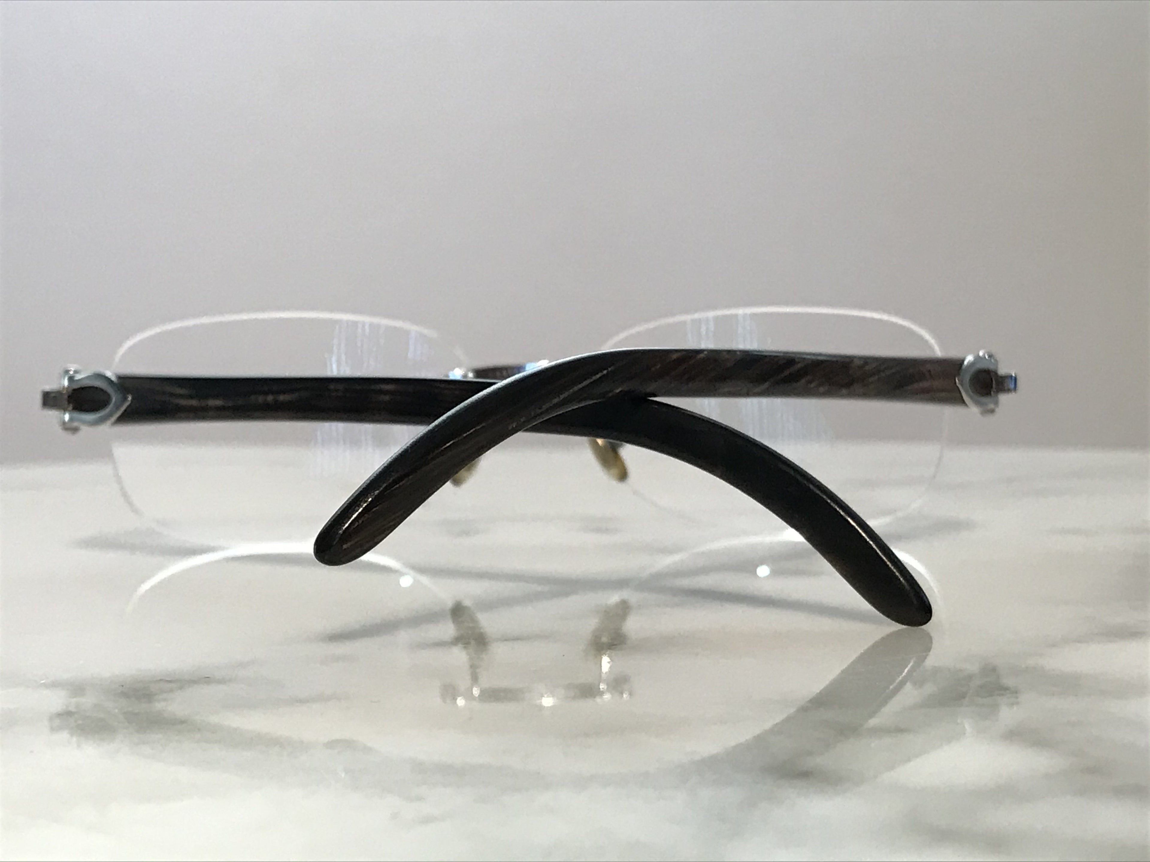 Cartier Platinum Buffalo Horn Rimless Glasses Sunglasses - Braglia
