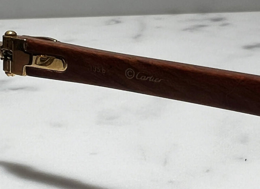 Cartier Logos Wood Gold Vintage Frames Sunglasses Glasses