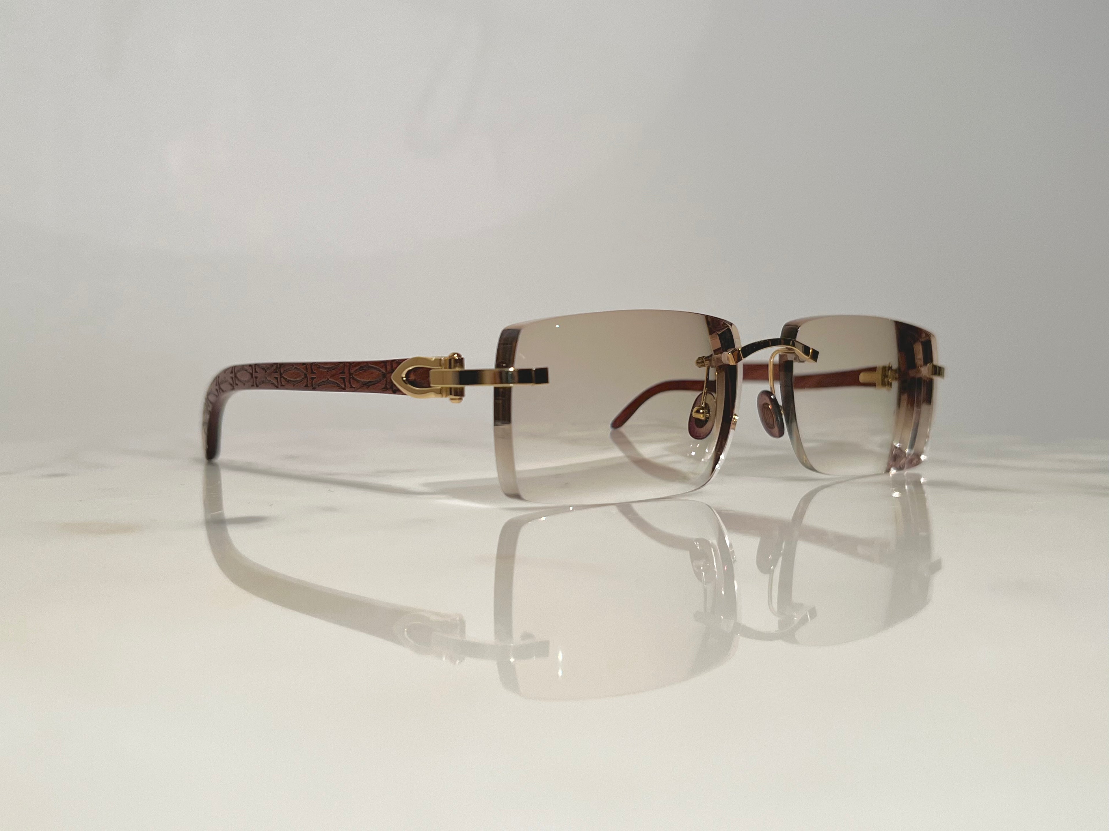Cartier Logos Bubinga Wood Gold C’decor Frames Sunglasses Glasses