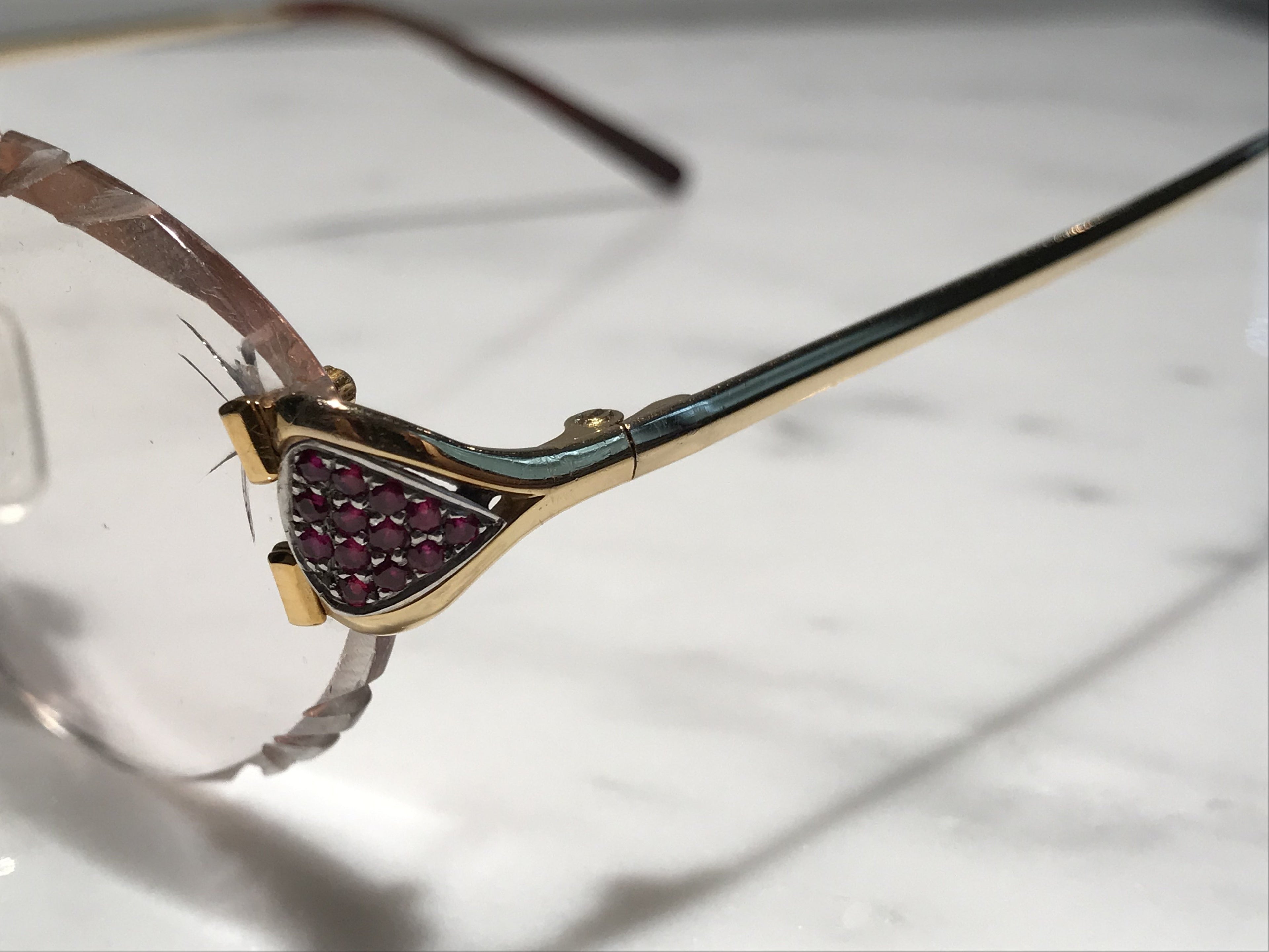 Cartier Vintage Ruby Scala C Decor Gold  Sunglasses Glasses Eyeglasses Frame