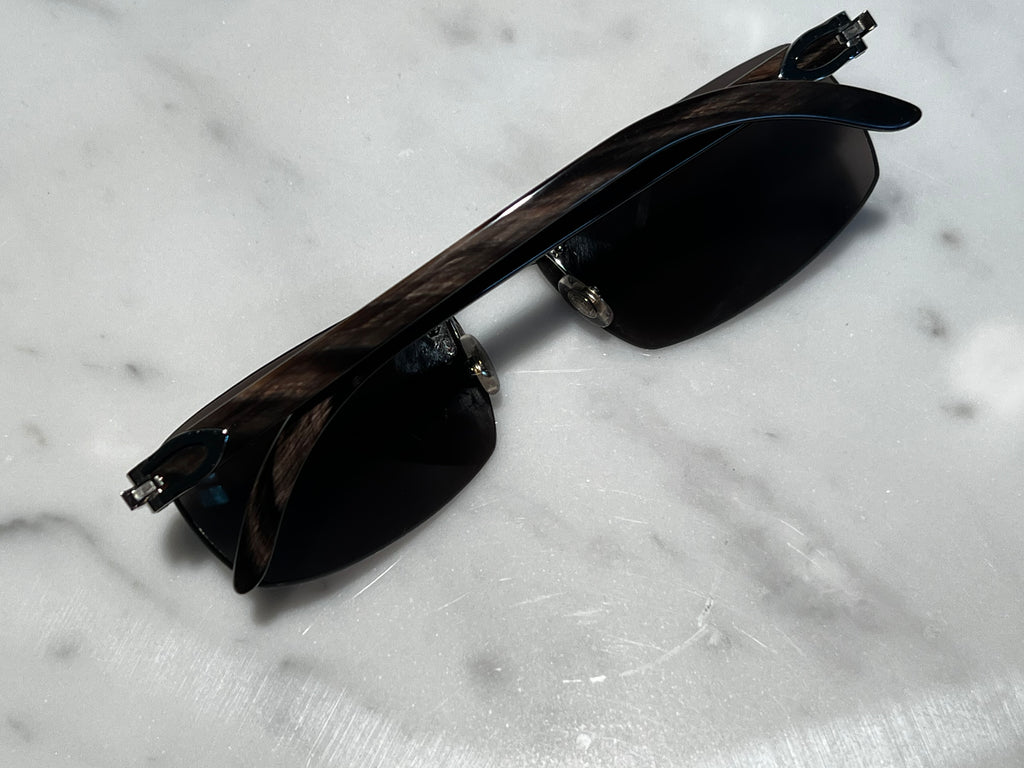 Cartier Rimless Black Buffalo Horn Platinum Glasses Sunglasses Eyeglasses Buffs