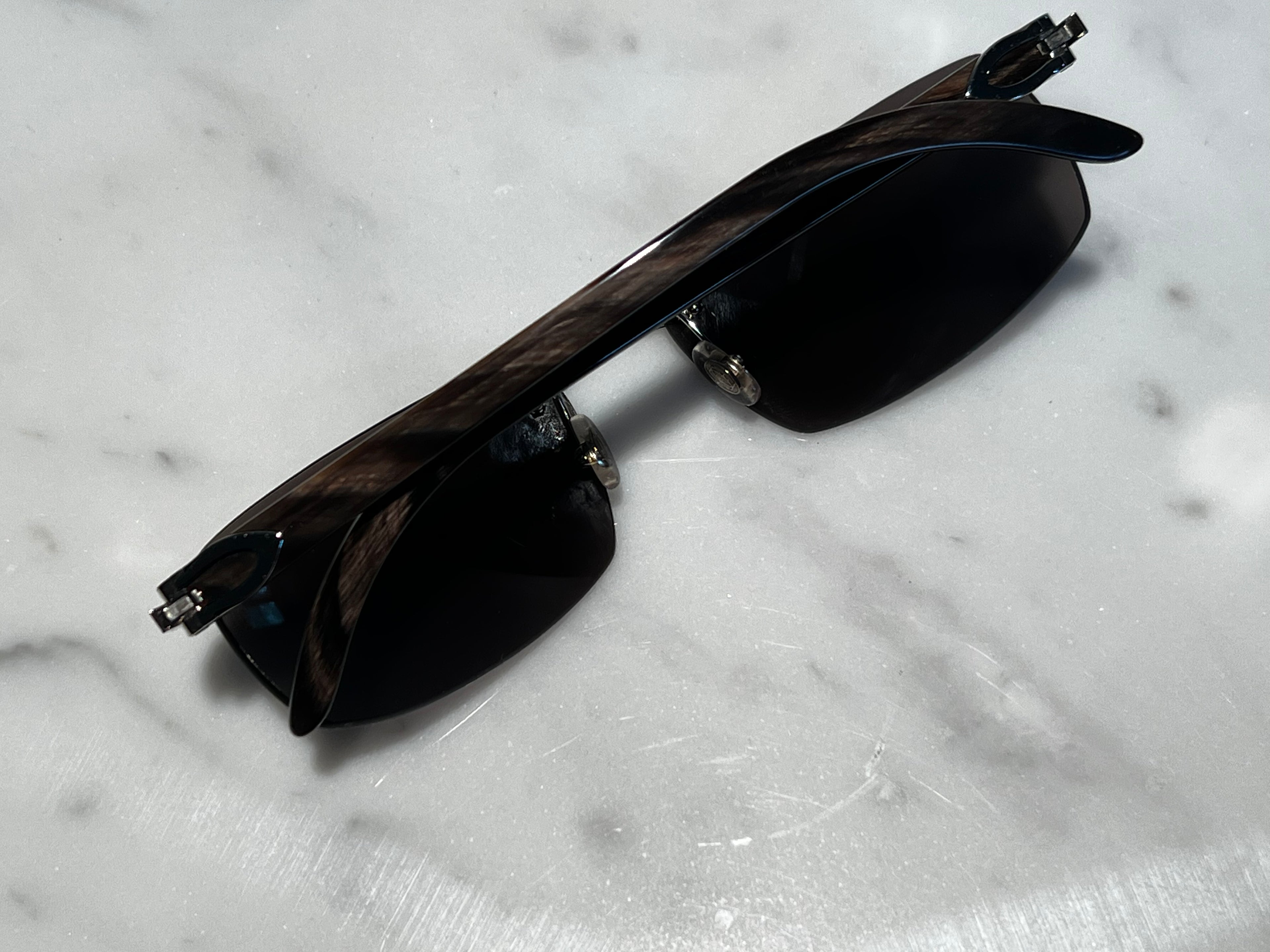 Cartier Rimless Black Buffalo Horn Platinum Glasses Sunglasses Eyeglasses Buffs