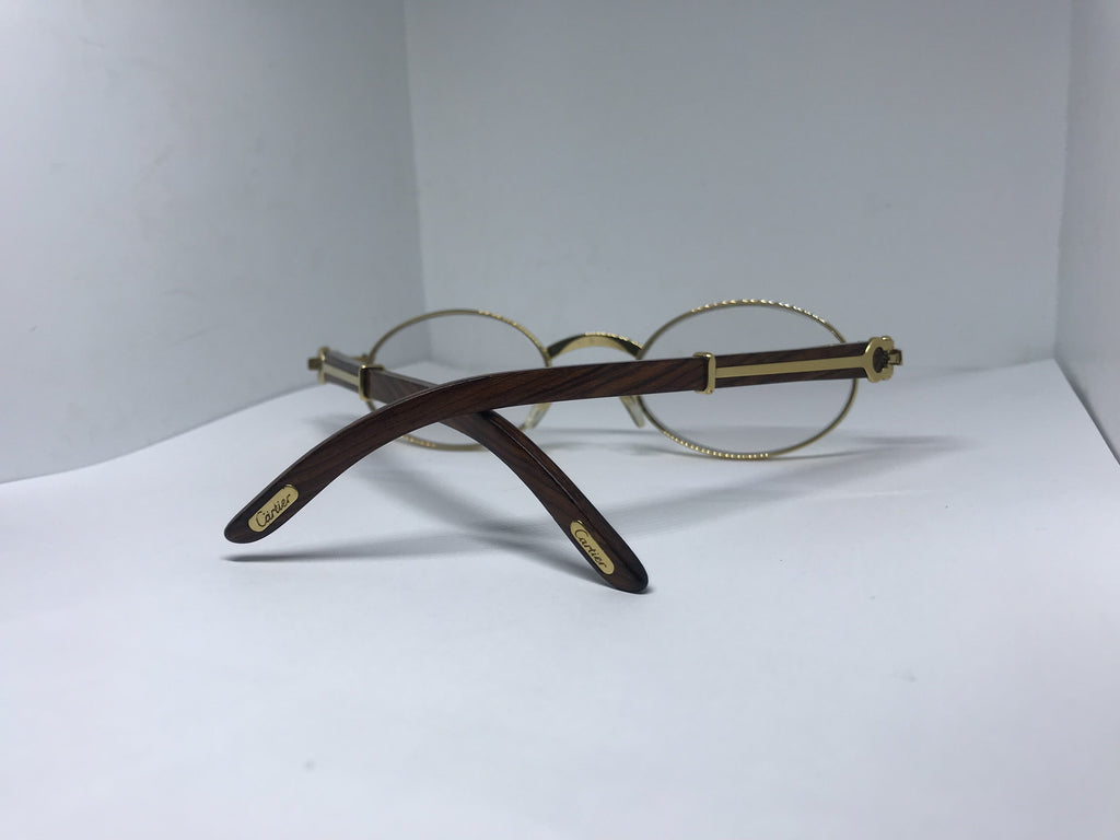 Cartier Sicier Vintage 18k Gold/ African Bubinga Wood sunglasses glasses - Braglia