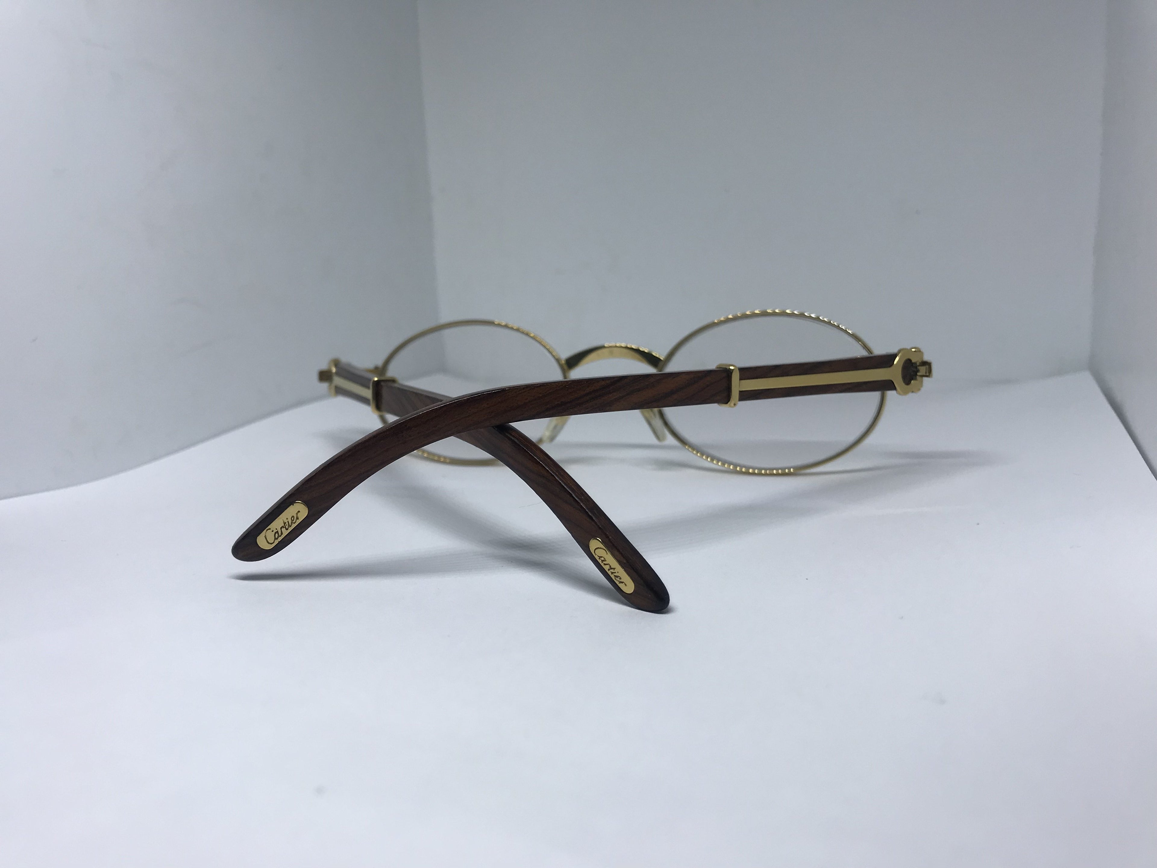 Cartier Sicier Vintage 18k Gold/ African Bubinga Wood sunglasses glasses - Braglia