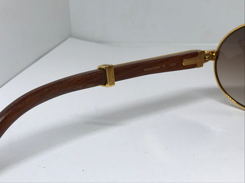 Cartier Giverny Wood Gold 22k Sunglasses Glasses - Braglia