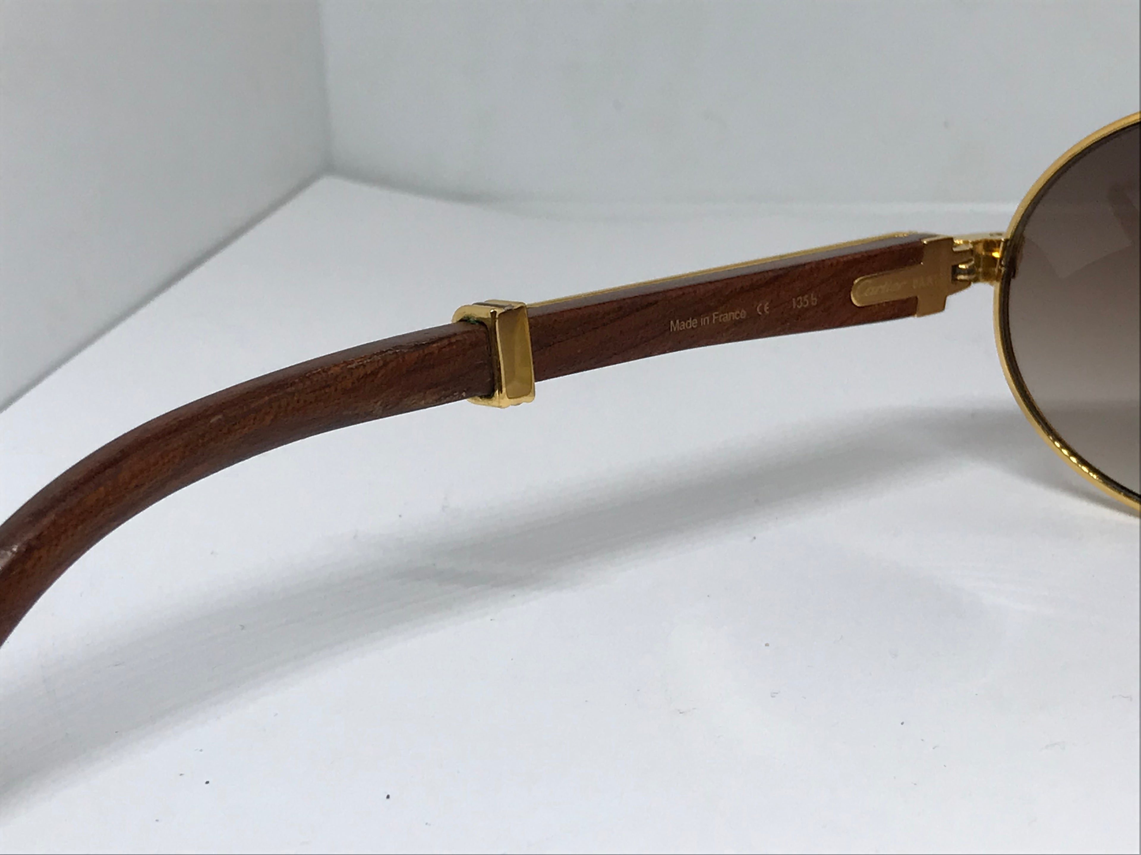 Cartier Giverny Wood Gold 22k Sunglasses Glasses - Braglia