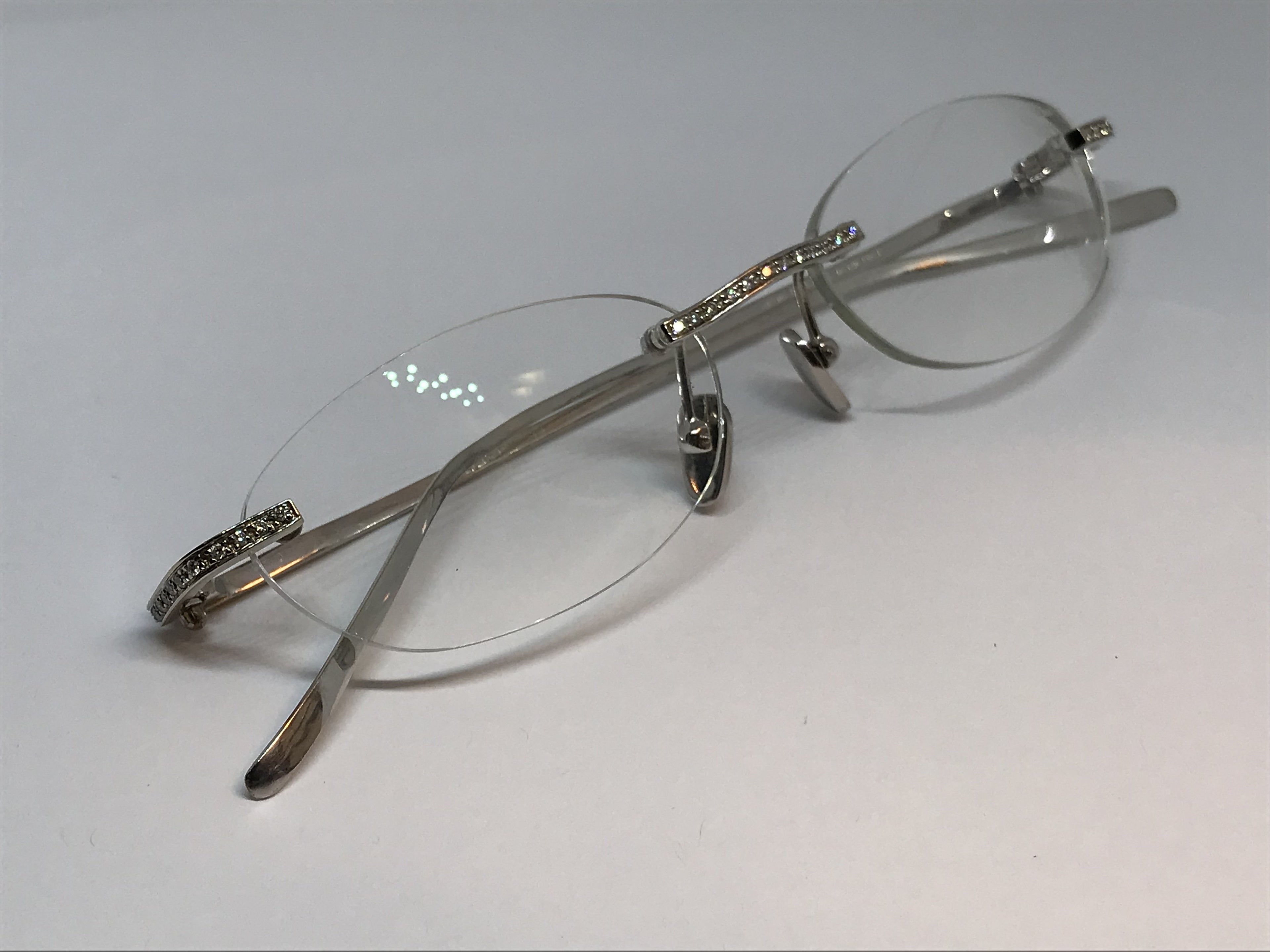 David Eden Solid 14k white gold eyeglasses sunglasses frame - Braglia