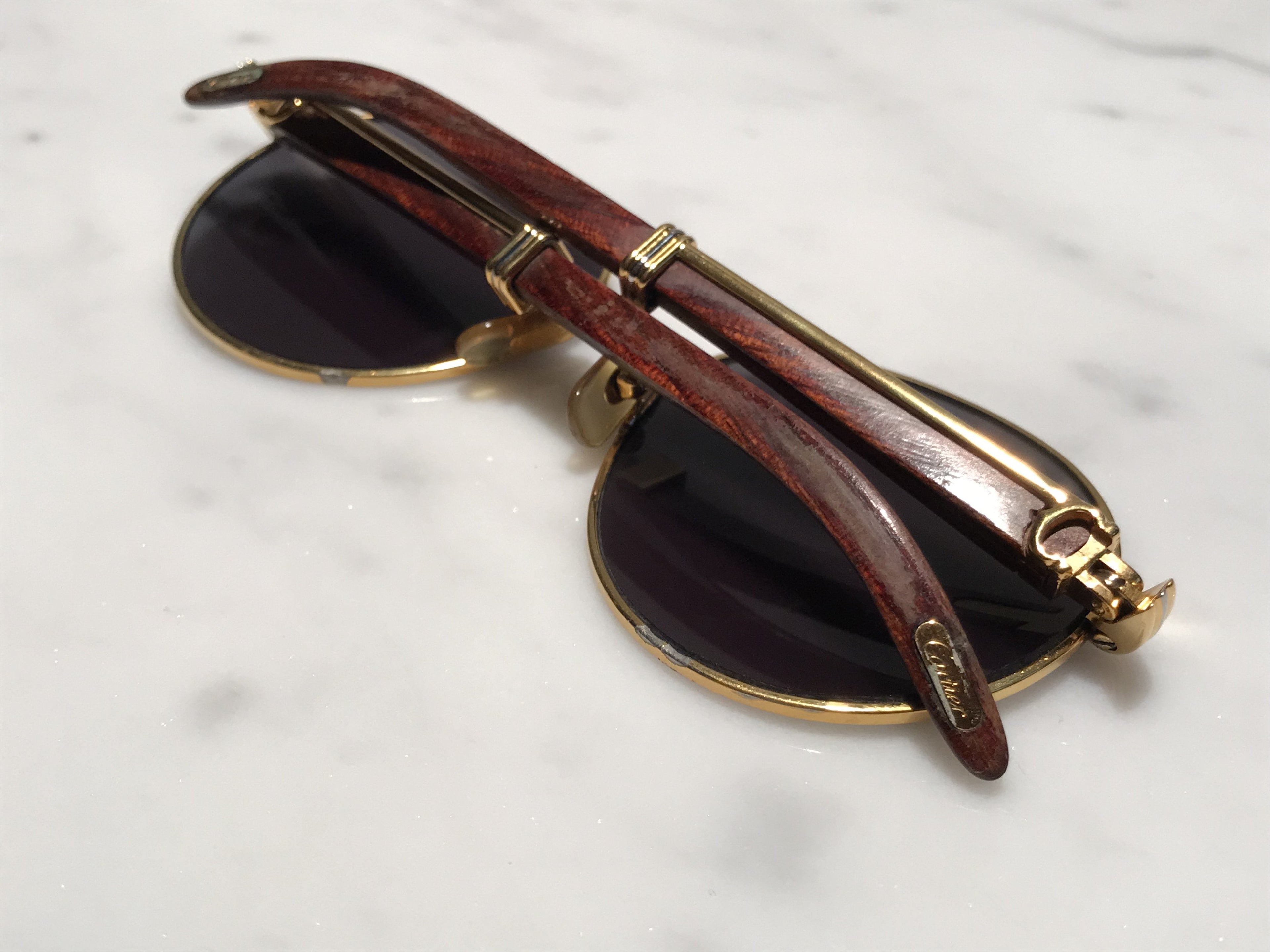 Cartier Bagatelle Gold Wood Sunglasses