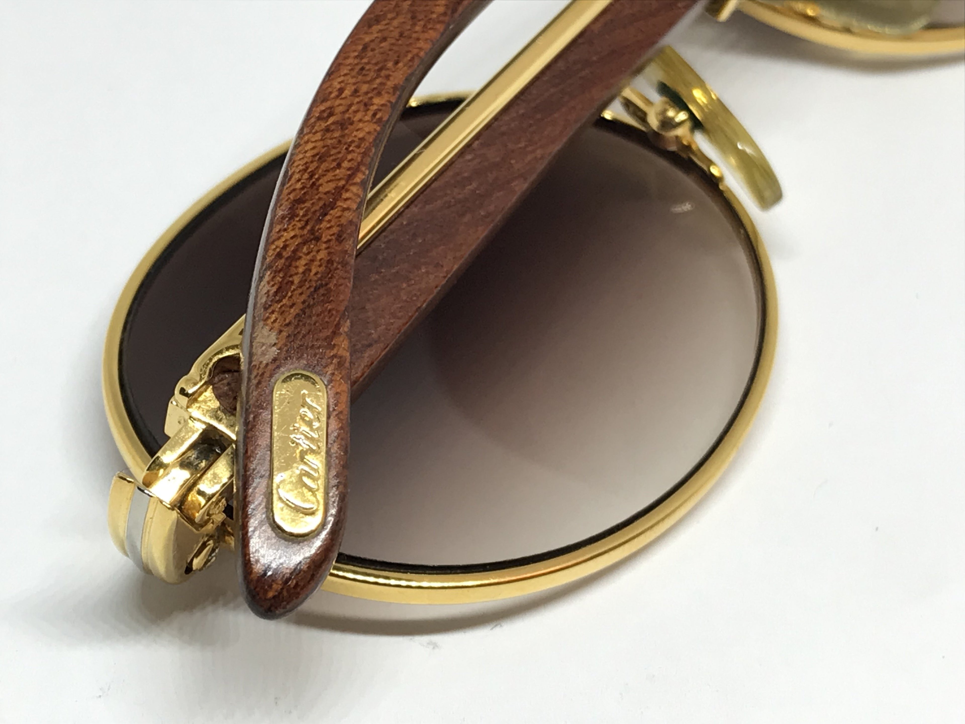Cartier Giverny Wood Gold 22k Sunglasses Glasses - Braglia