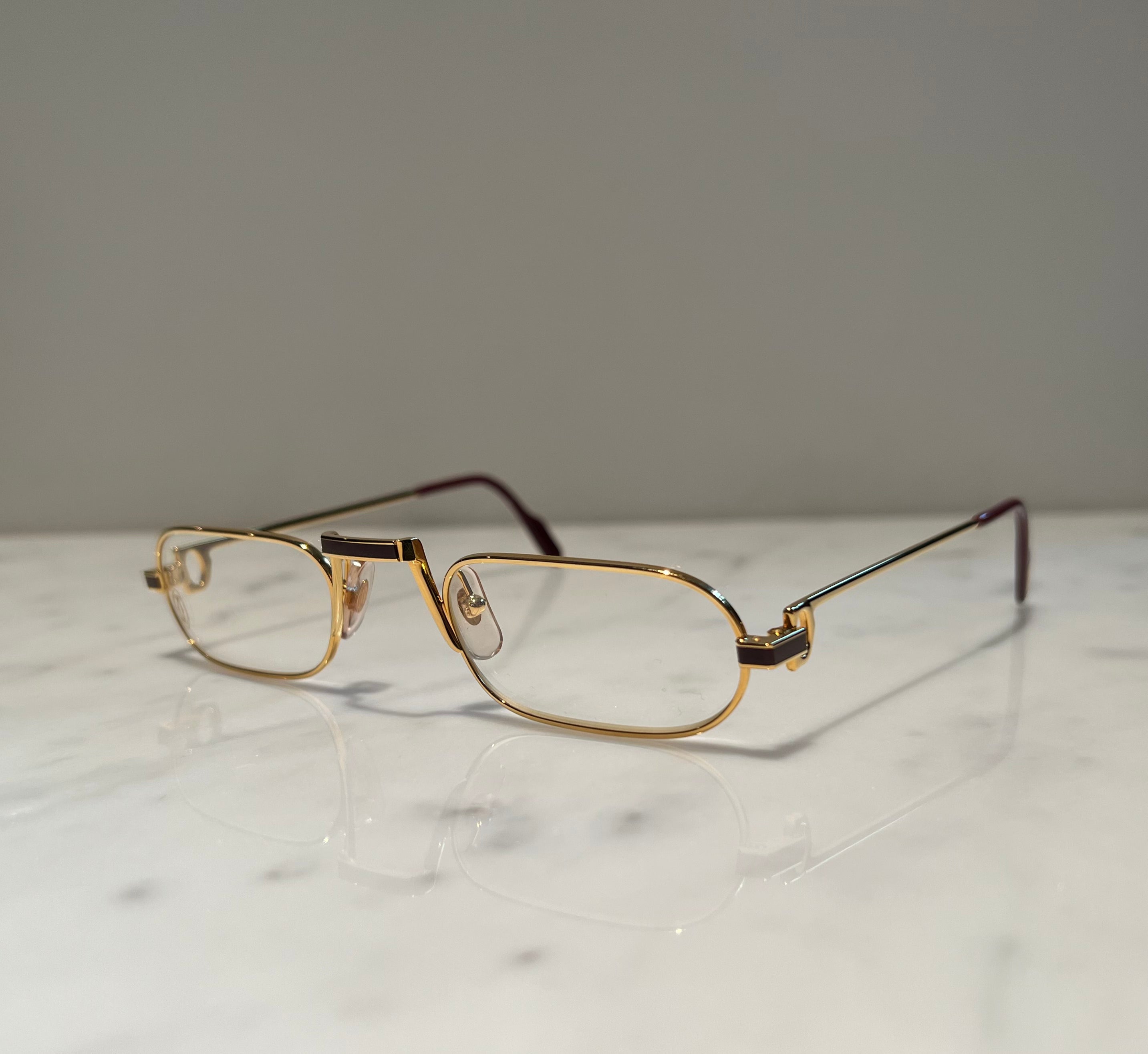 Cartier Demi Lune Vintage C Decor Gold Sunglasses Glasses Eyeglasses Frames