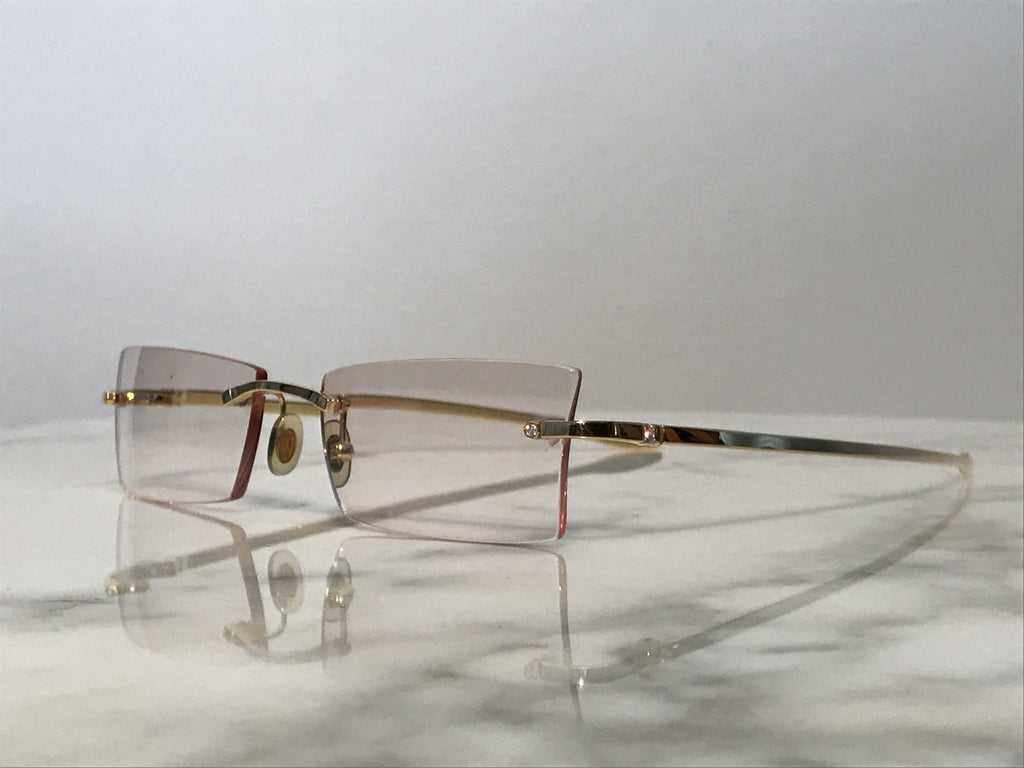 Cartier Tank No 95 18k Solid Yellow Gold Vintage Sunglasses Glasses Frames - Braglia
