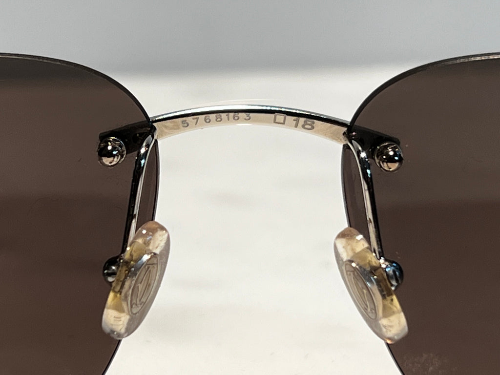 Cartier Rimless Black Buffalo Horn Platinum Glasses Sunglasses Eyeglasses Buffs