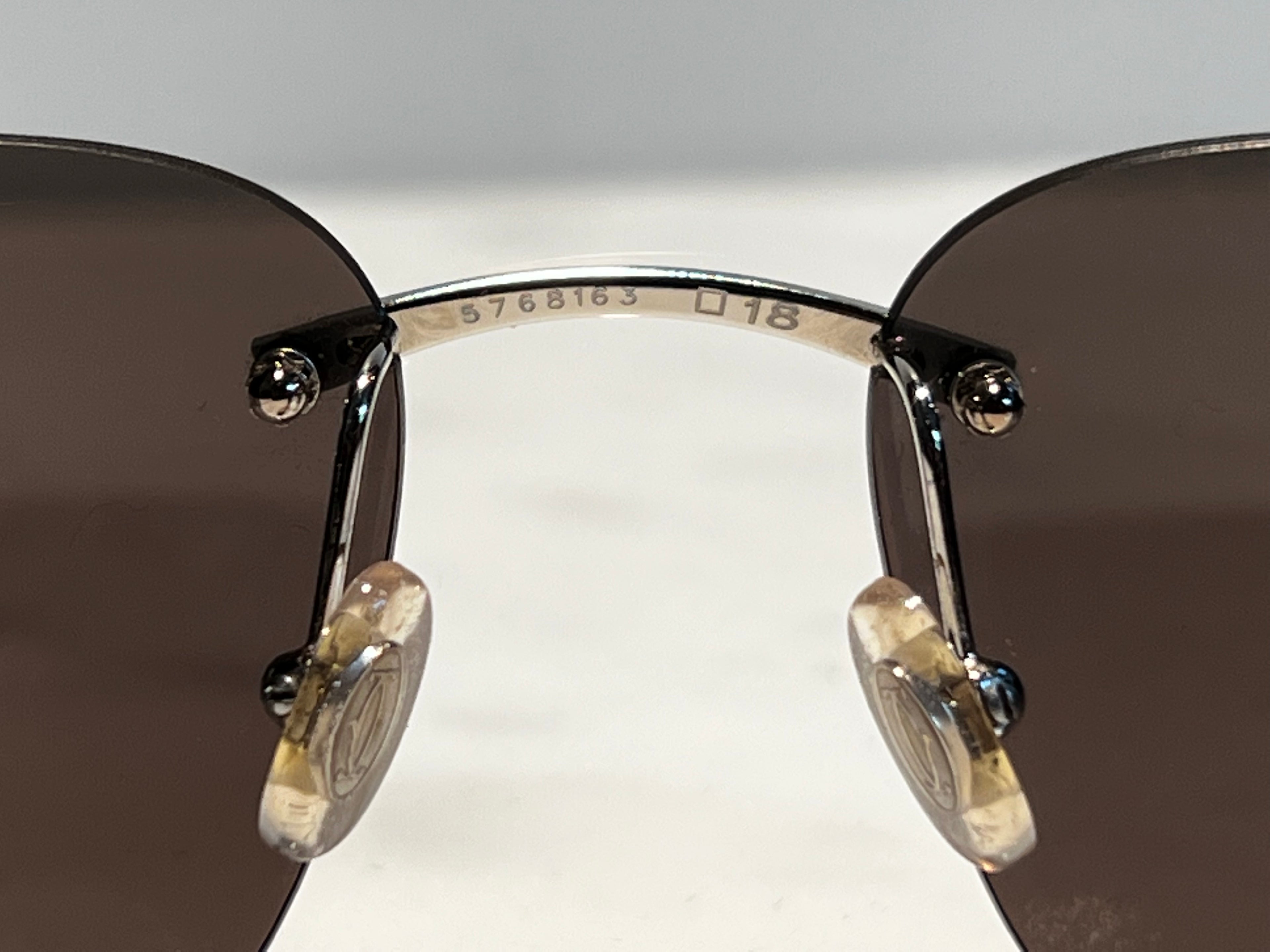 Cartier Rimless Black Buffalo Horn Platinum Glasses Sunglasses Eyeglasses Buffs