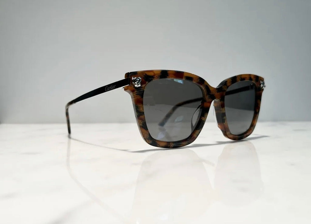 Cartier Panthere Cat Eye Frames Sunglasses Glasses Horn Wire Gold Vintage Wire