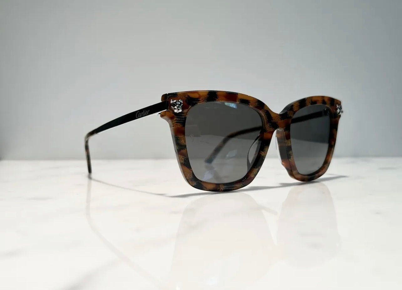 Cartier Panthere Cat Eye Frames Sunglasses Glasses Horn Wire Gold Vintage Wire