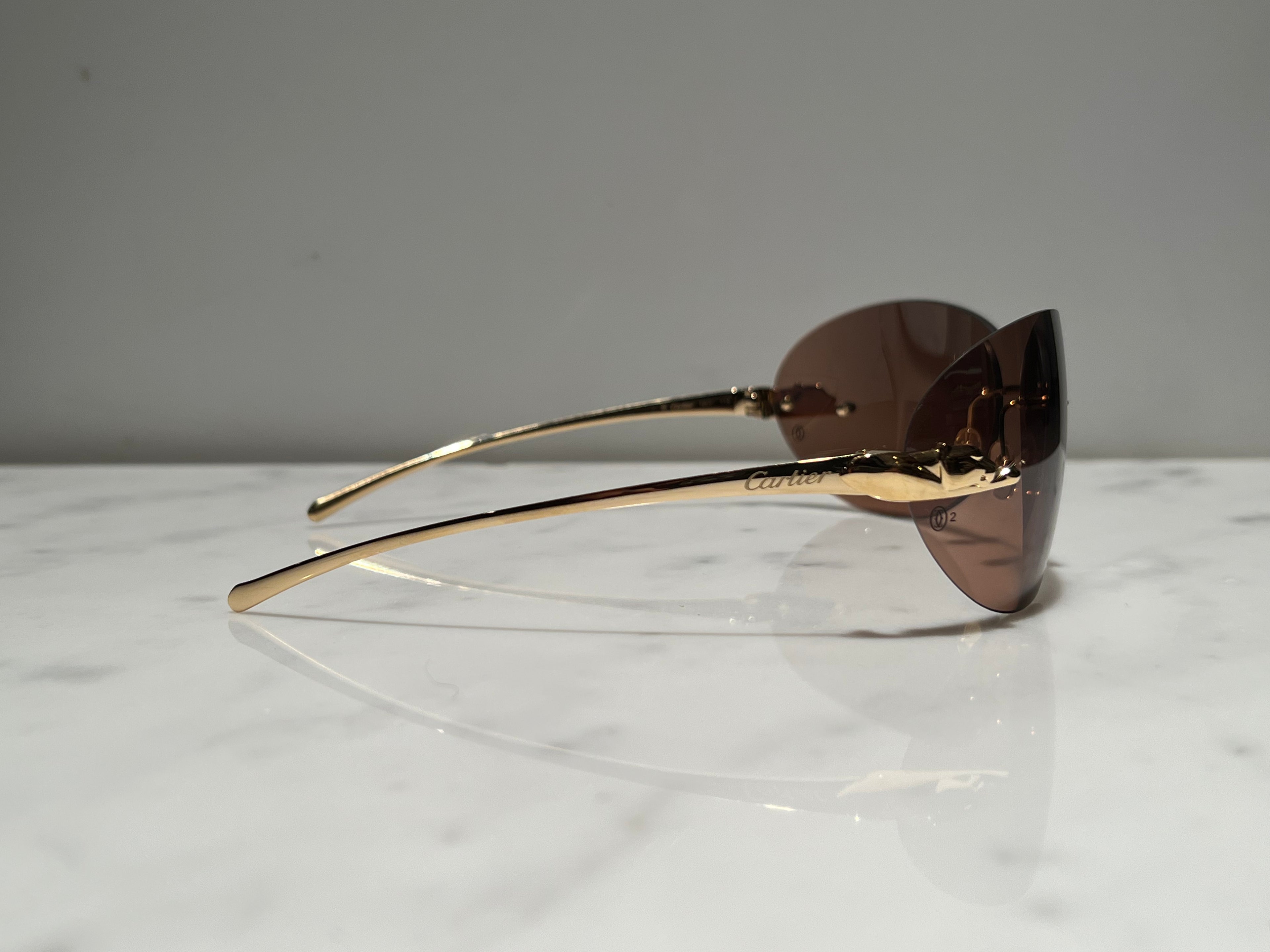 Cartier Panthere C Decor Gold Sunglasses Glasses Eyeglasses Frame Wood Buffs