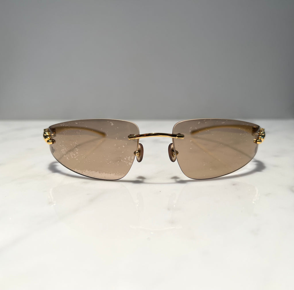 Cartier Panthere Gold Sunglasses Glasses Eyeglasses Frame Wood Buffs