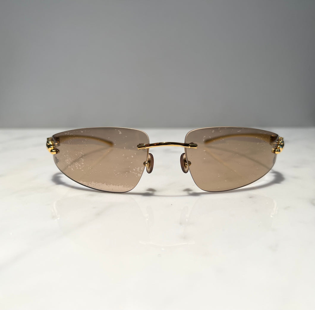 Cartier Panthere Gold Sunglasses Glasses Eyeglasses Frame Wood Buffs