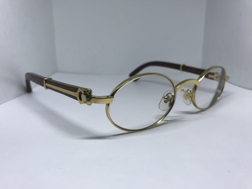 Cartier Sicier Vintage 18k Gold/ African Bubinga Wood sunglasses glasses - Braglia