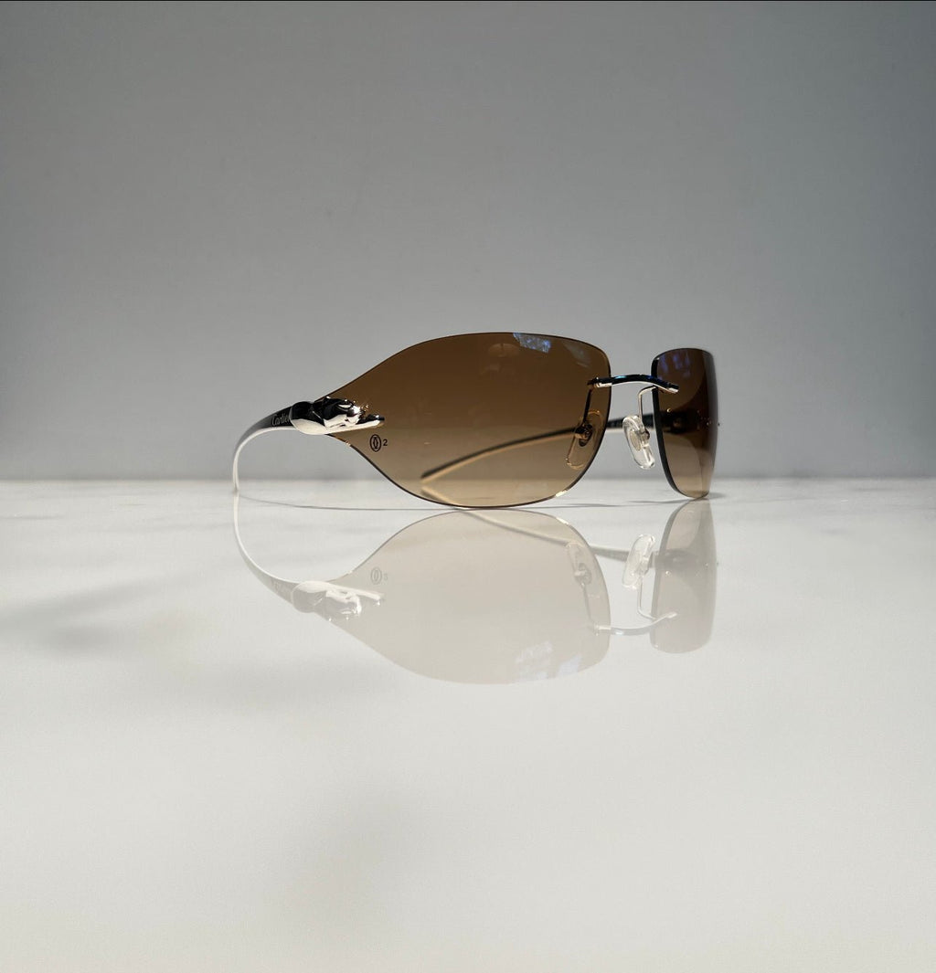 Cartier Panthere C Decor Platinum Sunglasses Glasses Eyeglasses Frame
