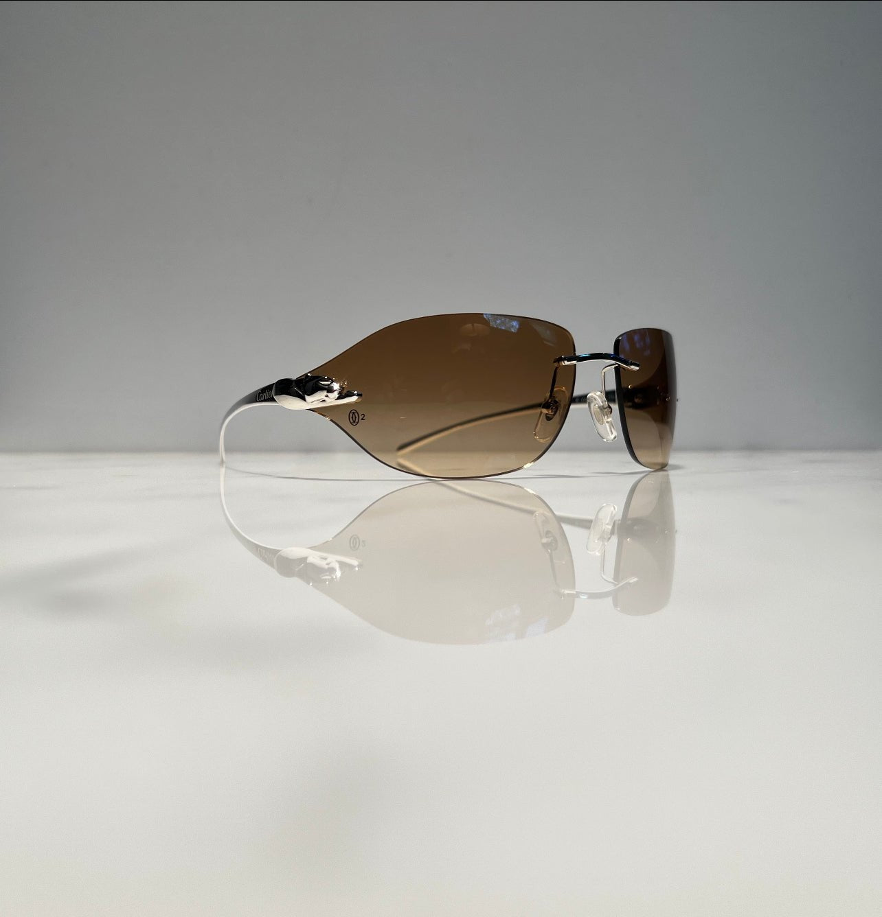 Cartier Panthere C Decor Platinum Sunglasses Glasses Eyeglasses Frame