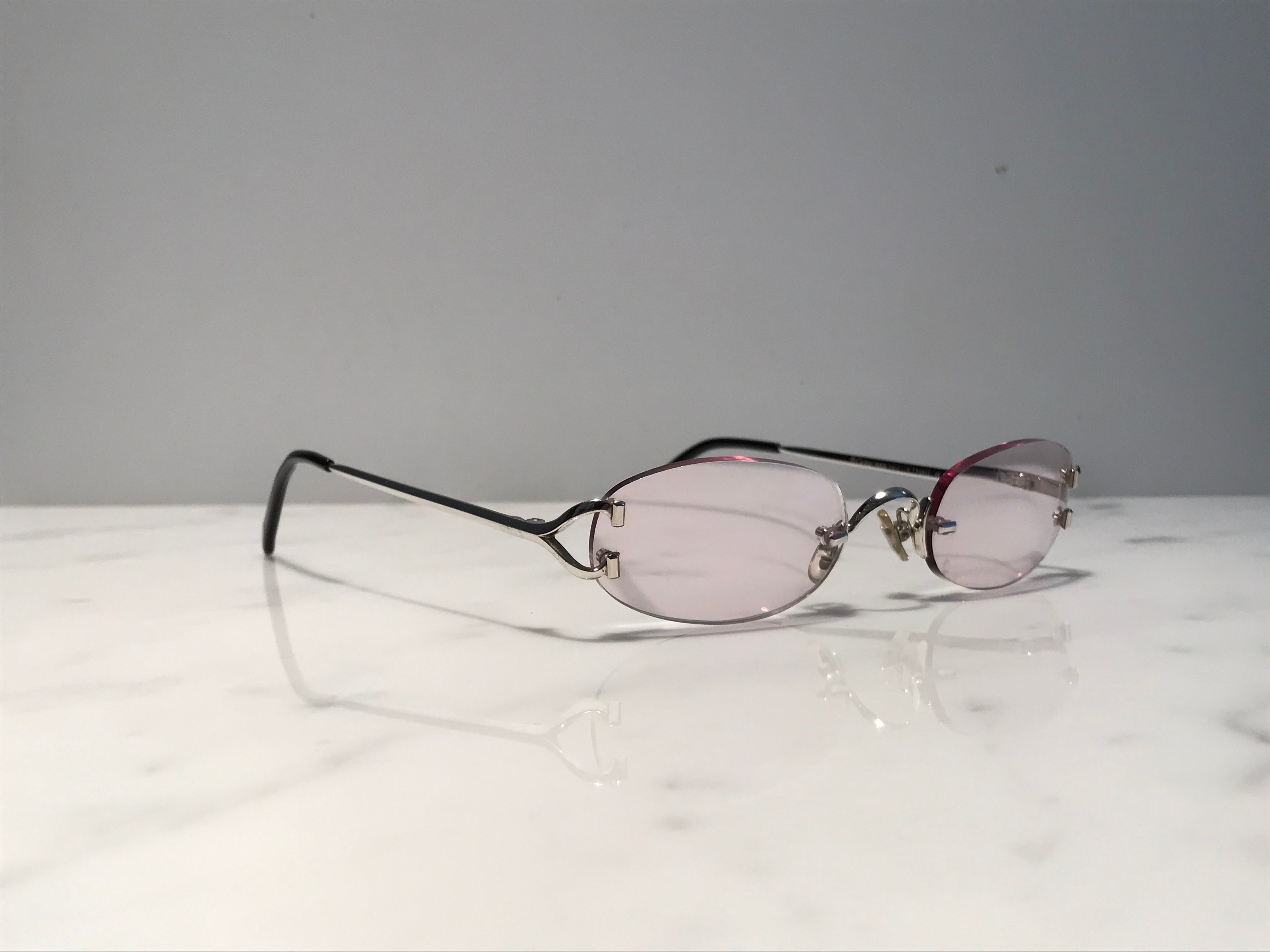 Cartier Vintage Scala C Decor Platinum Gold Sunglasses Glasses Eyeglasses Frame