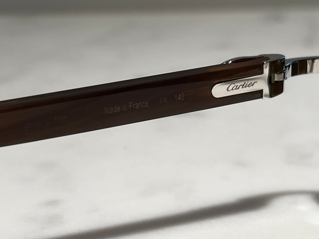 Cartier Brown Buffalo Horn & Platinum Sunglasses