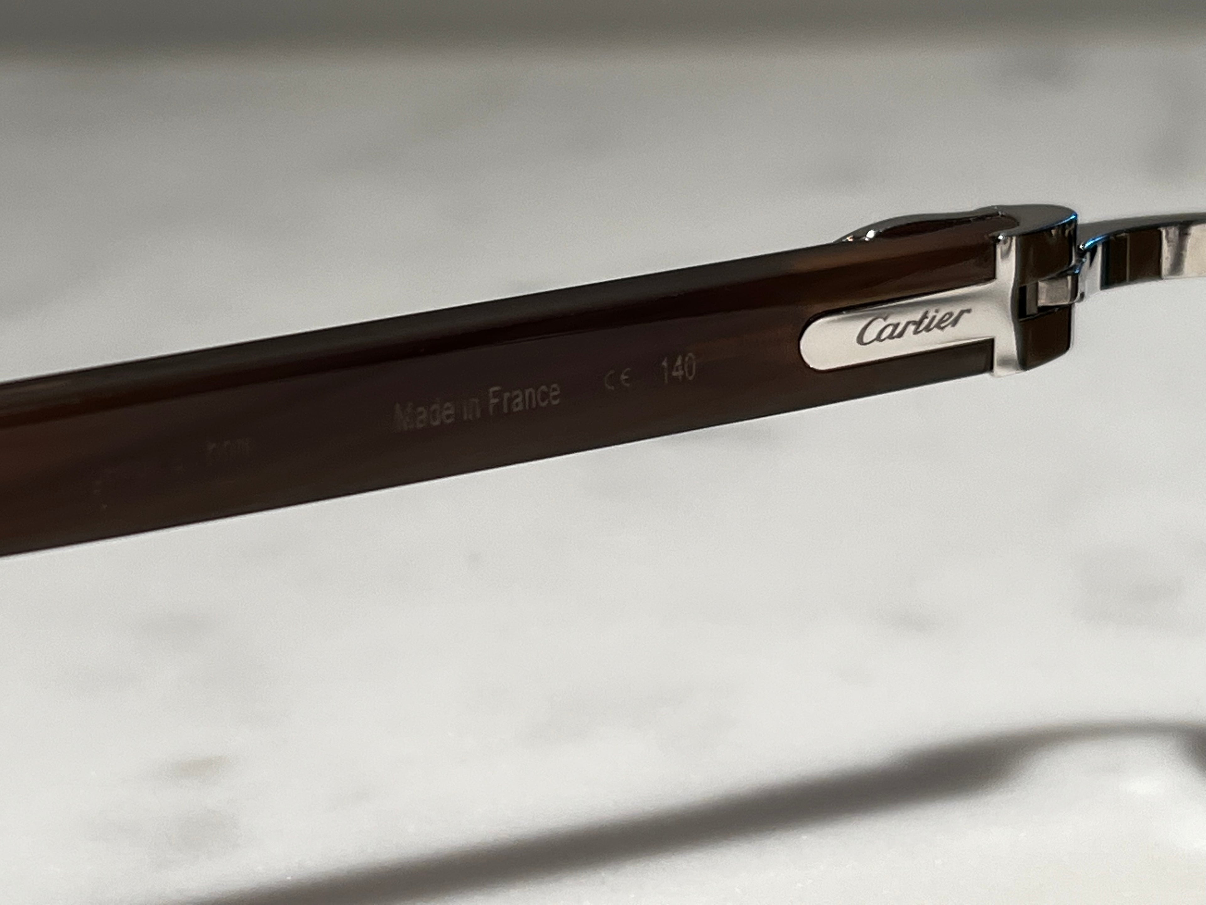 Cartier Brown Buffalo Horn & Platinum Sunglasses